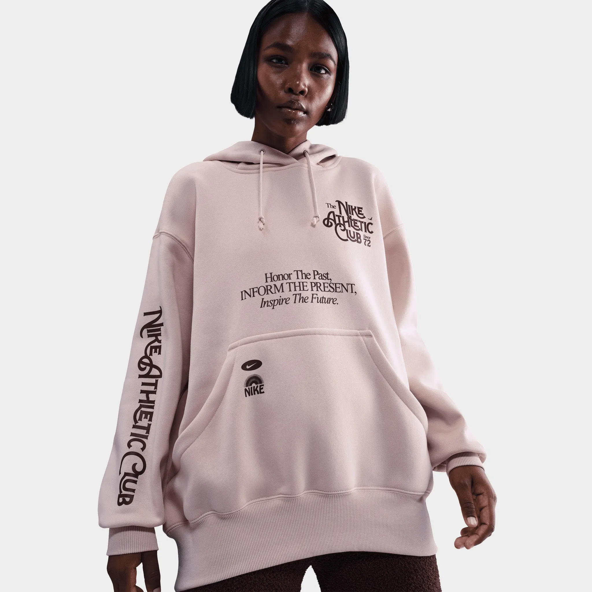 Nike Sportswear Women's Fleece Oversized Pullover Hoodie Silt Red / Burgundy Crush sold by JD Sports