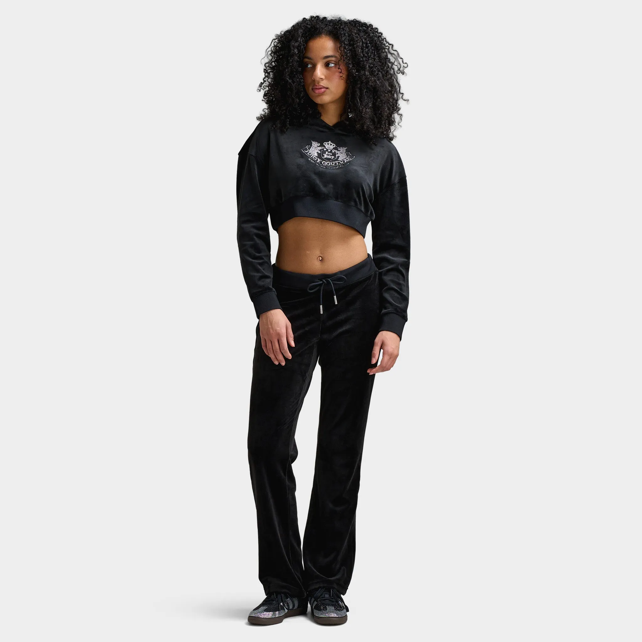 Juicy Couture Luxe Velour Cropped Hoodie / Liquorice sold by JD Sports product image thumbnail 5
