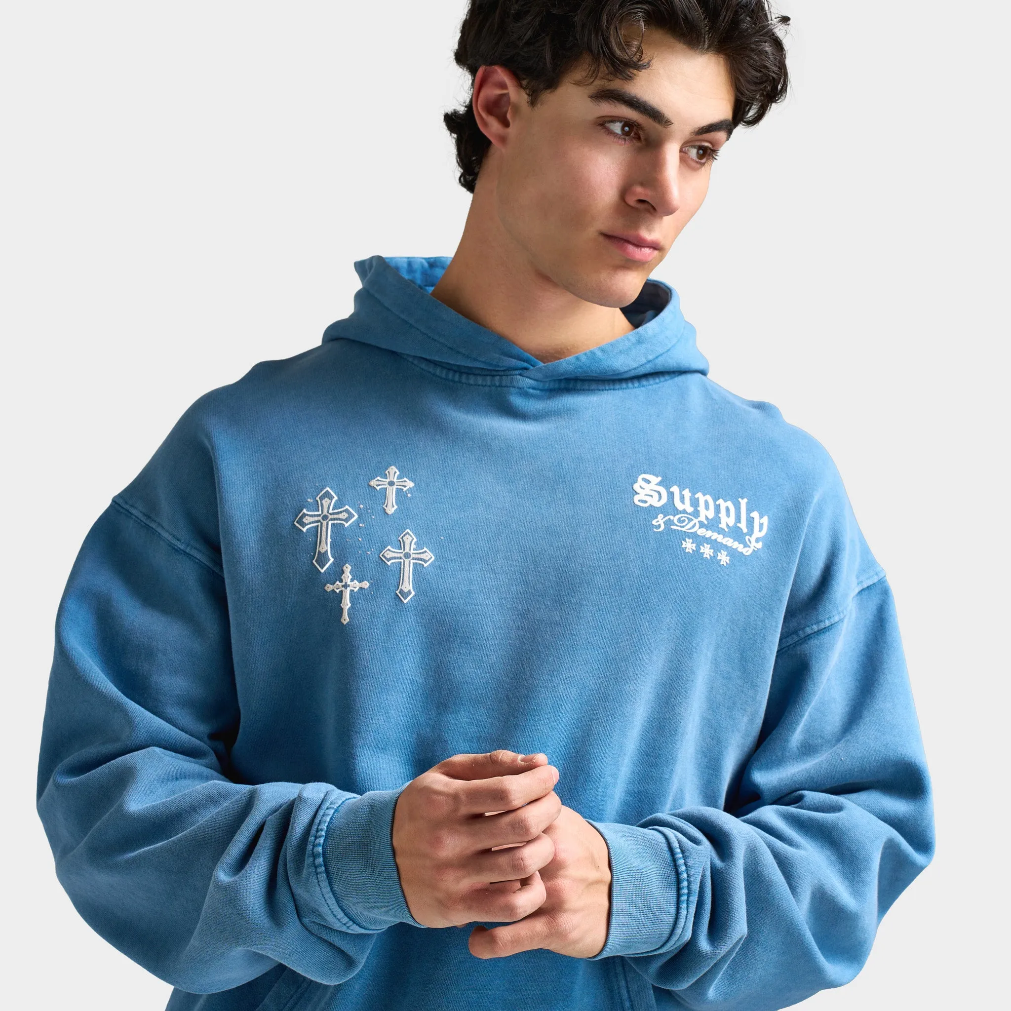 Supply & Demand Crosses Hoodie / Copen Blue sold by JD Sports product image thumbnail 3