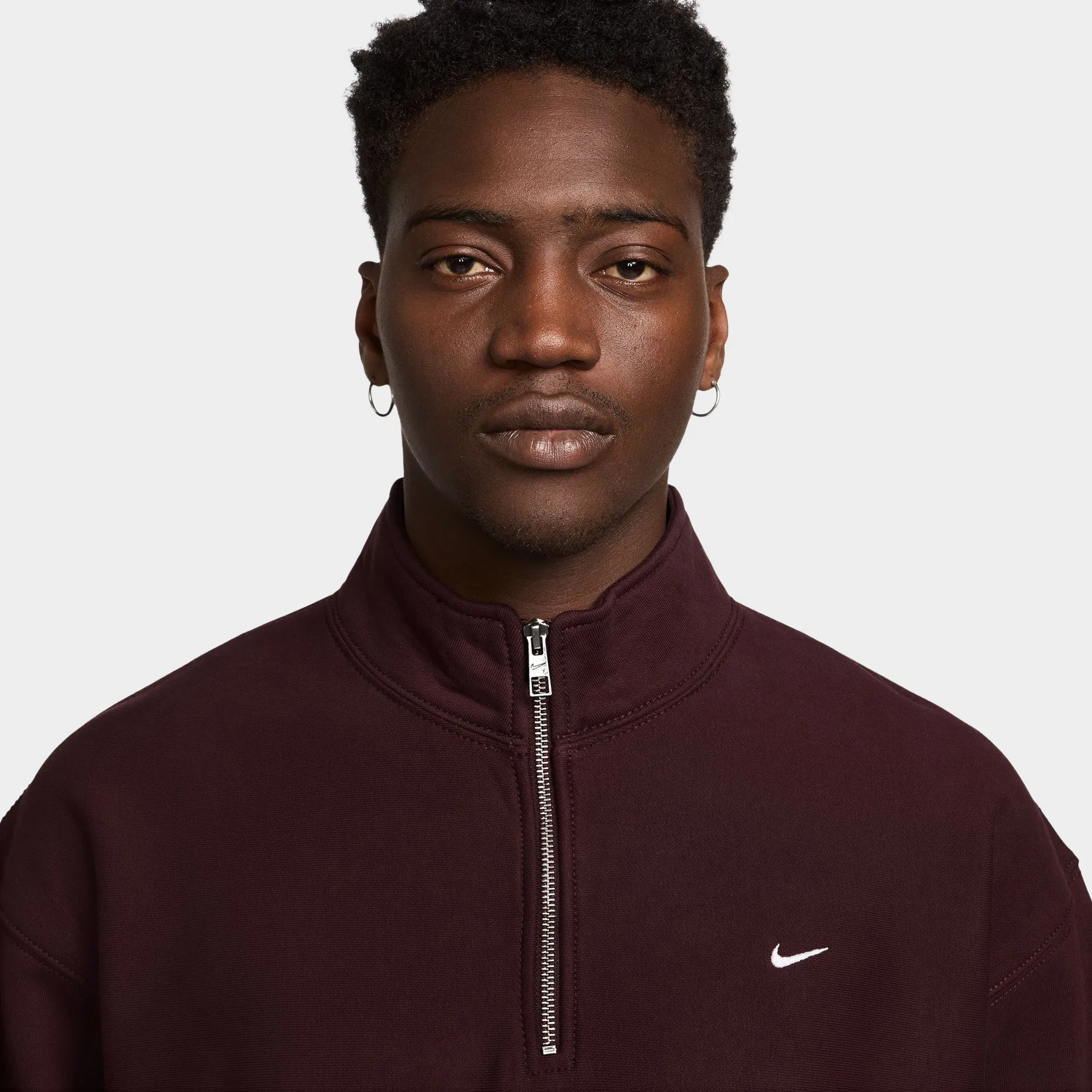 Nike Solo Swoosh Fleece Quarter Zip / Burgundy Crush sold by JD Sports product image thumbnail 3