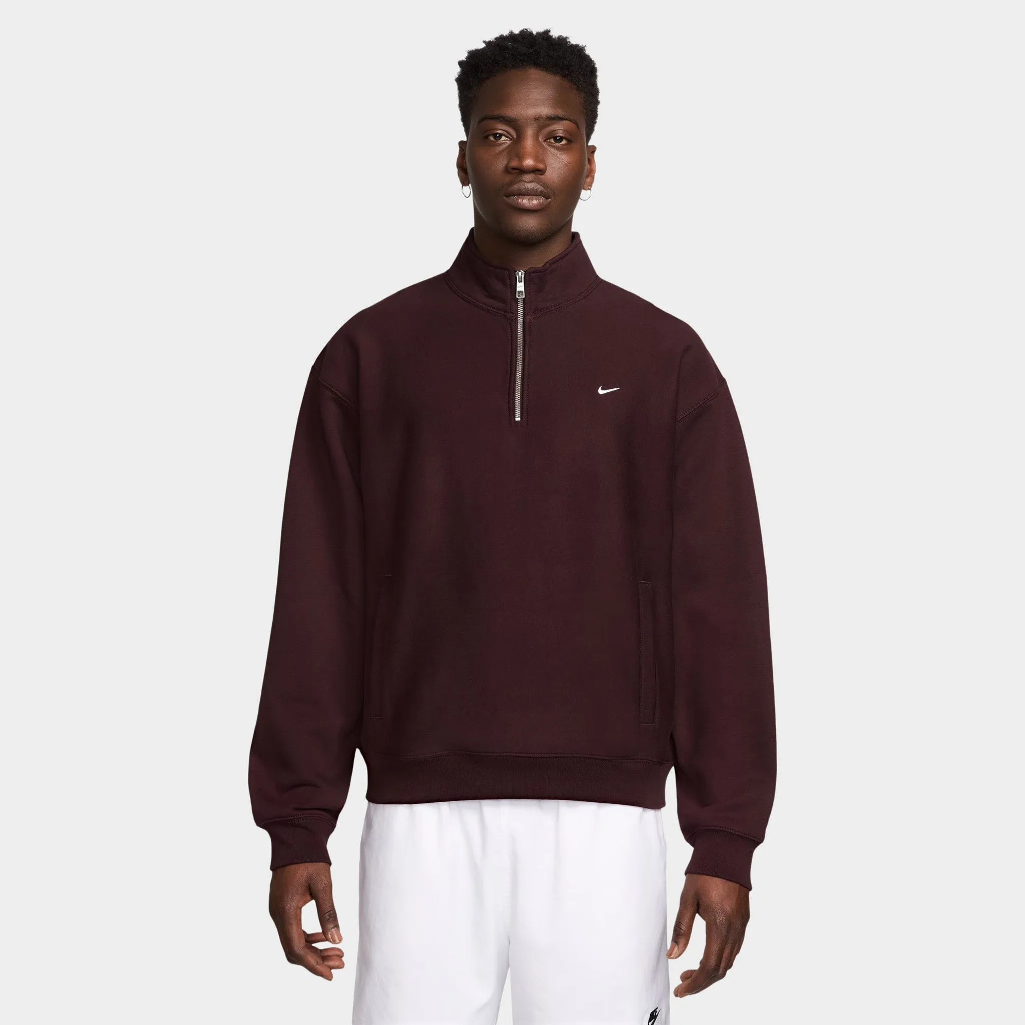 Nike Solo Swoosh Fleece Quarter Zip / Burgundy Crush sold by JD Sports