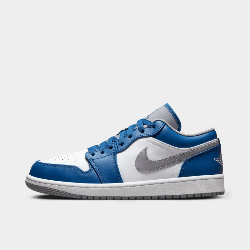 Jordan 1 Low True Blue / White - Cement Grey sold by JD Sports
