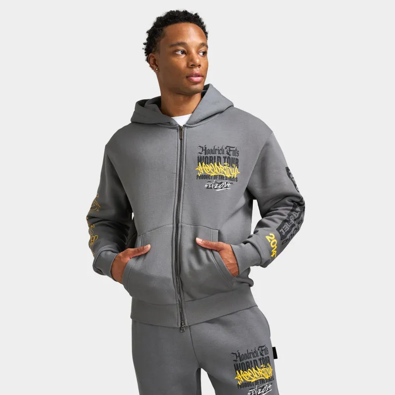 Hoodrich Stamp Tour V2 - Oversized Zip Through Hoodie / Grey made by JD Sports