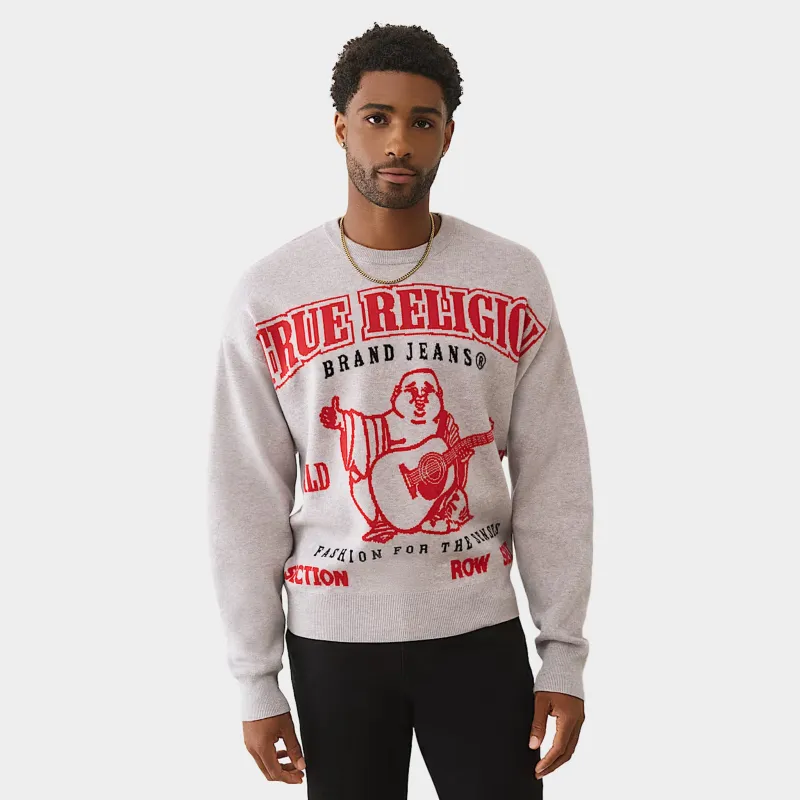 True Religion Long Sleeve Jacquard Sweater / Grey sold by JD Sports