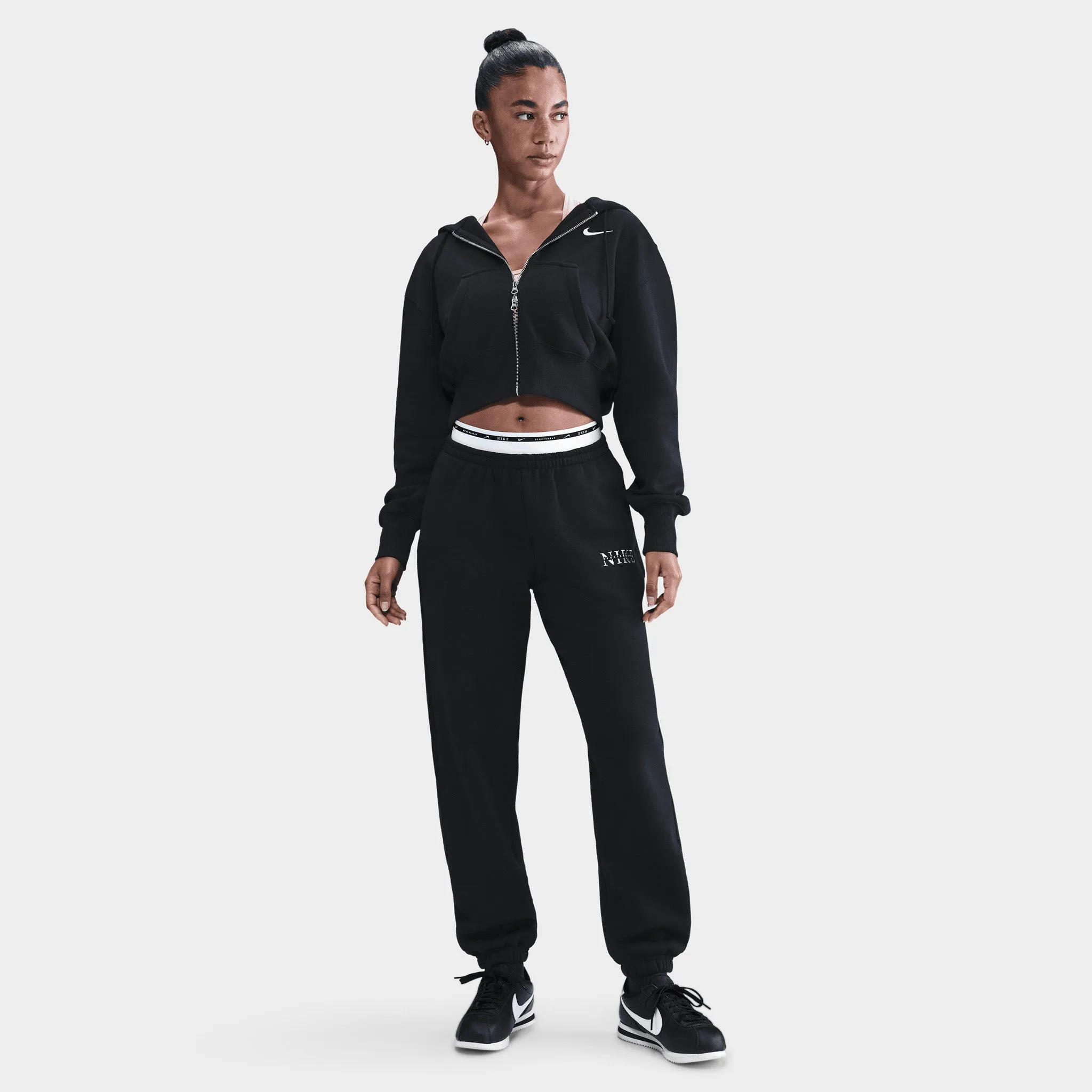 Nike Sportswear Women's Phoenix Fleece Crop Fullzip Hoodie / Black sold by JD Sports