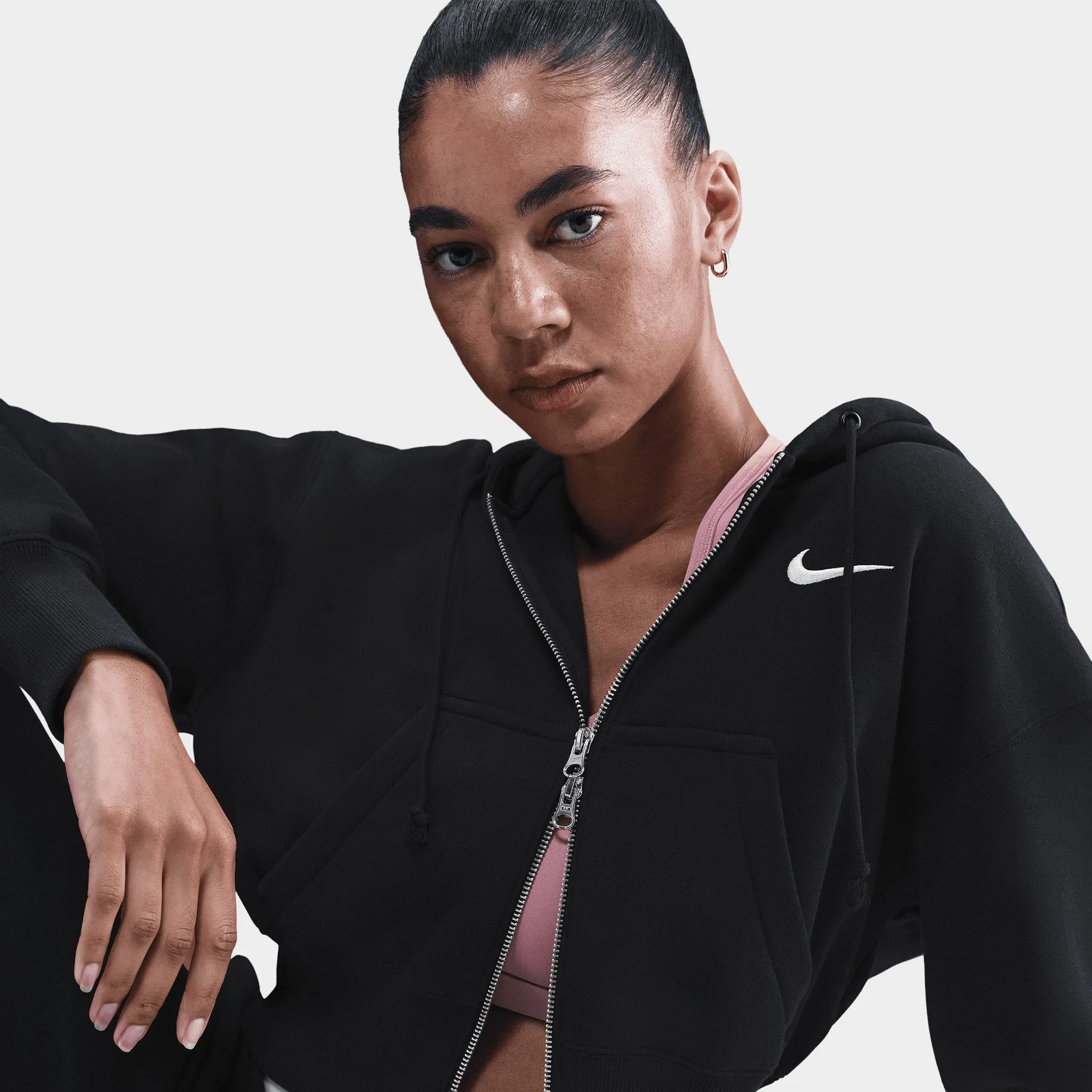 Nike Sportswear Women's Phoenix Fleece Crop Fullzip Hoodie / Black sold by JD Sports product image thumbnail 4