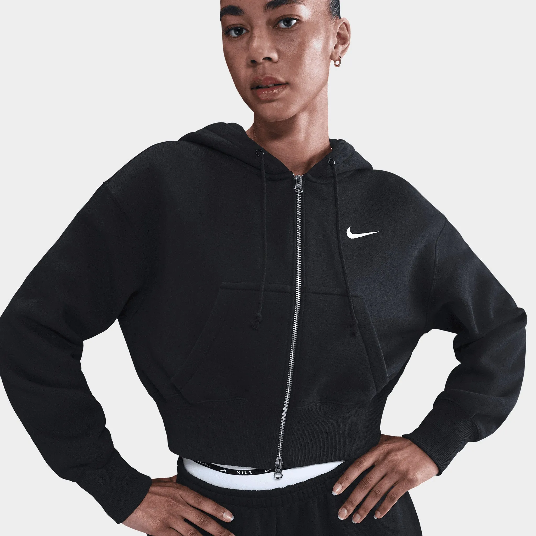 Nike Sportswear Women's Phoenix Fleece Crop Fullzip Hoodie / Black sold by JD Sports product image thumbnail 3
