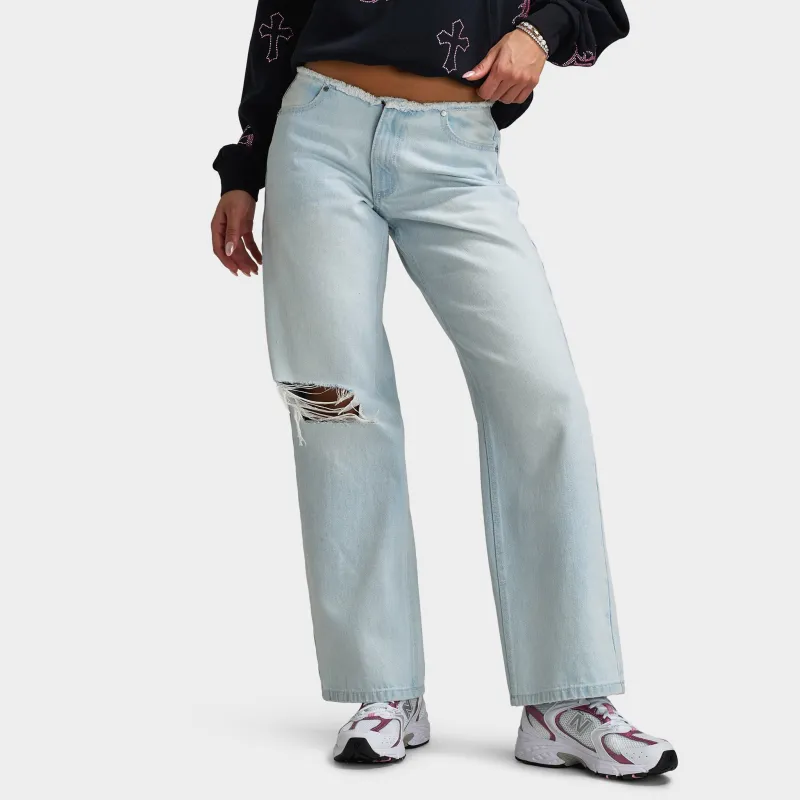 Hoodrich Women's Solace Low Rise Wide Leg Jeans / Light Blue made by Hoodrich