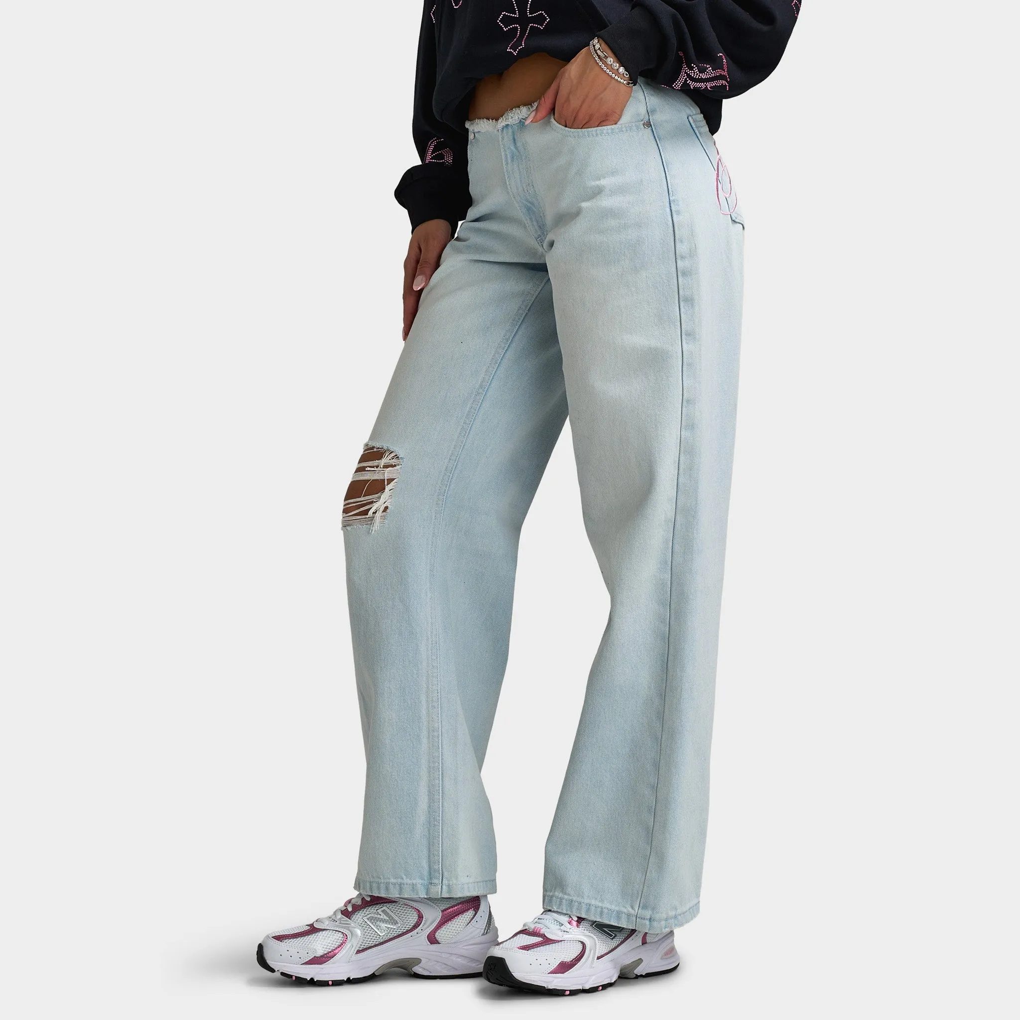 Hoodrich Women's Solace Low Rise Wide Leg Jeans / Light Blue sold by JD Sports product image thumbnail 3