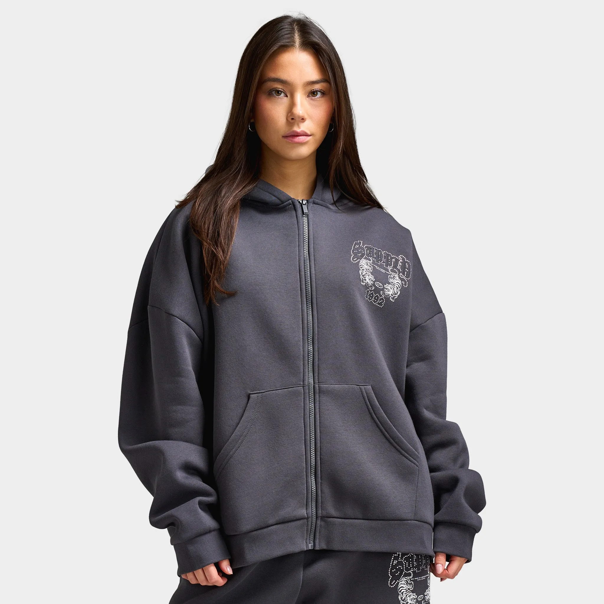 Supply & Demand Women's Heather Full Zip Hoodie Black Sand / Rhinestones Keyline sold by JD Sports product image thumbnail 3