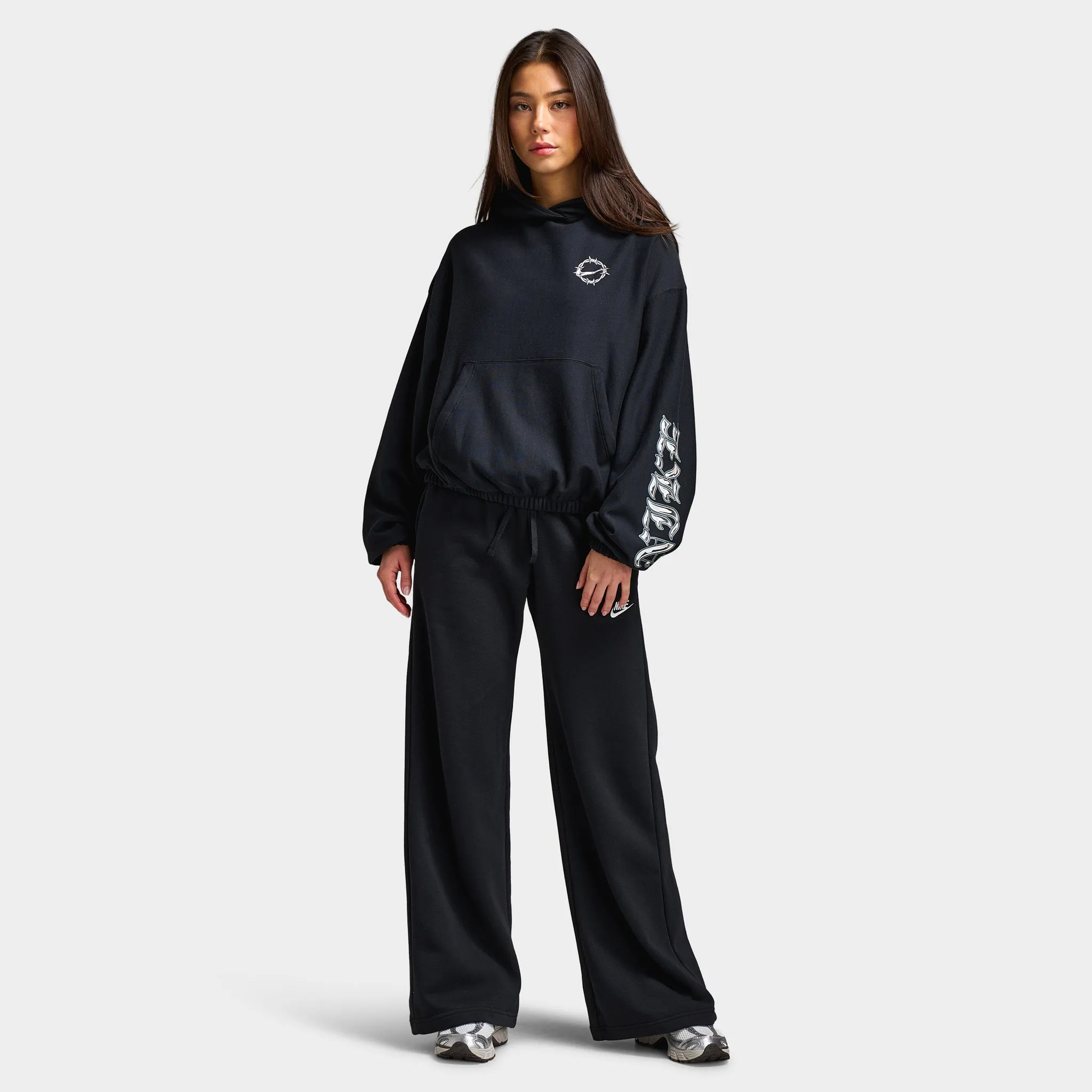 Nike Sportswear Women's Street Pullover Hoodie Black / College Grey sold by JD Sports