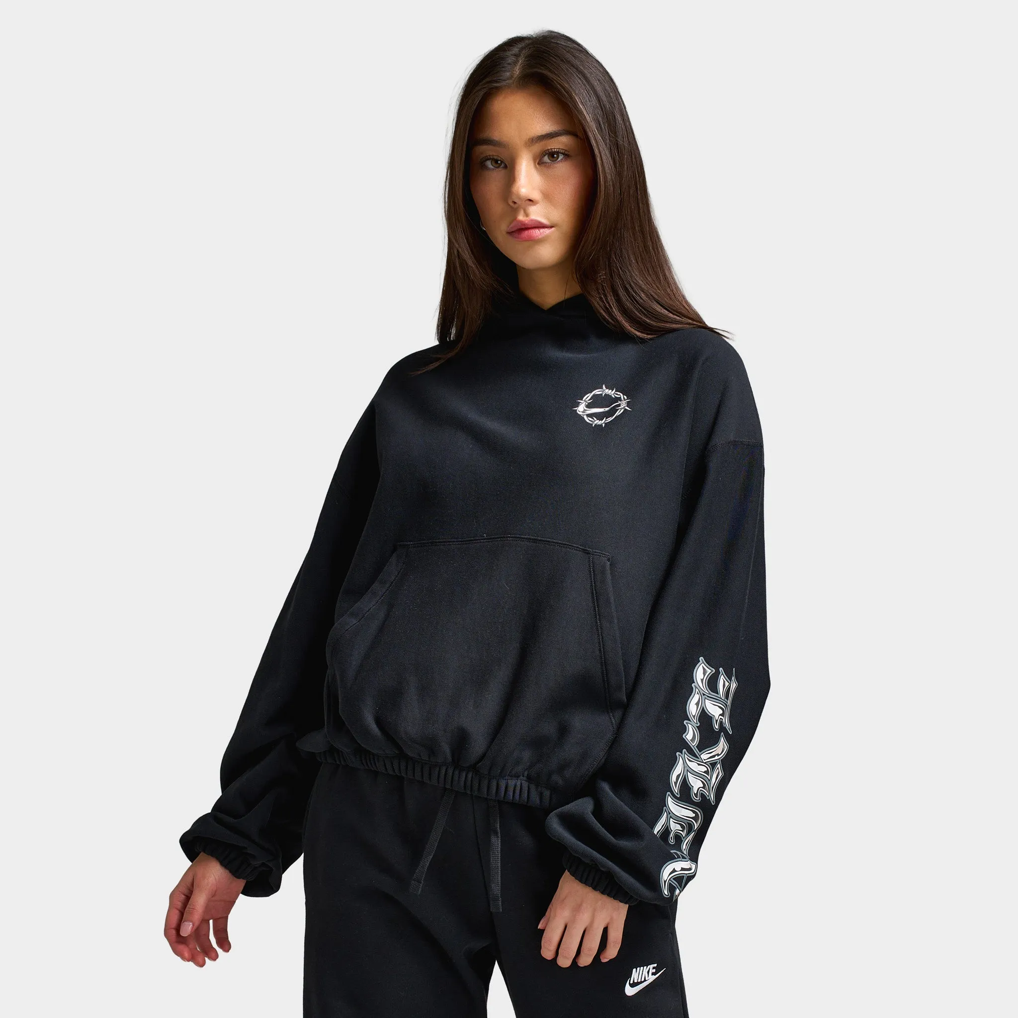 Nike Sportswear Women's Street Pullover Hoodie Black / College Grey sold by JD Sports product image thumbnail 4