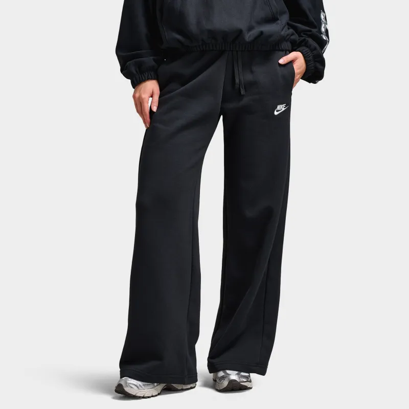 Nike Sportswear Women's Club Fleece Mid Rise Pants Wide Black / White sold by JD Sports