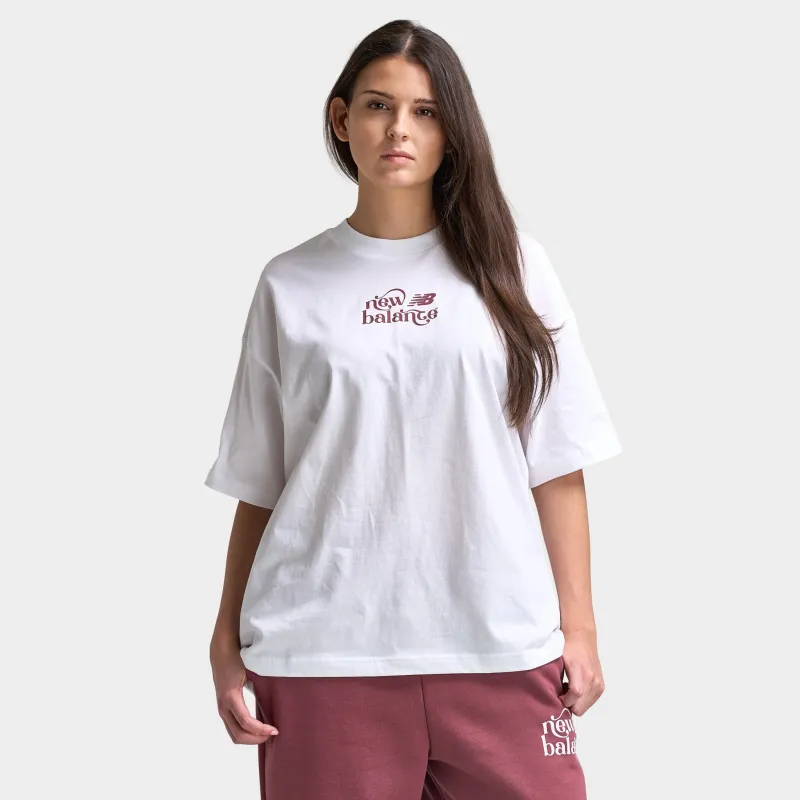 New Balance Women's Script Graphic Boyfriend T-Shirt / White sold by JD Sports