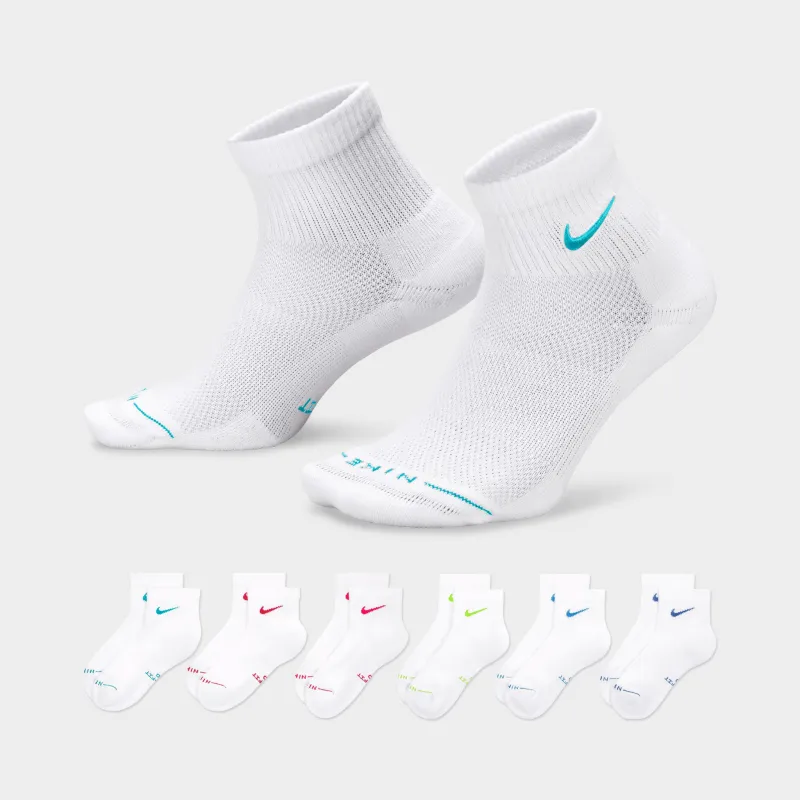 Nike Everyday Elevated Ankle Socks (6 Pack) White/ Multi made by Nike