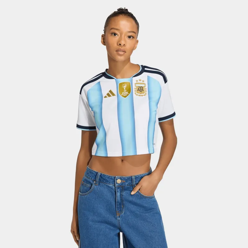 adidas Women's Argentina Jersey Cropped White / Blue sold by JD Sports
