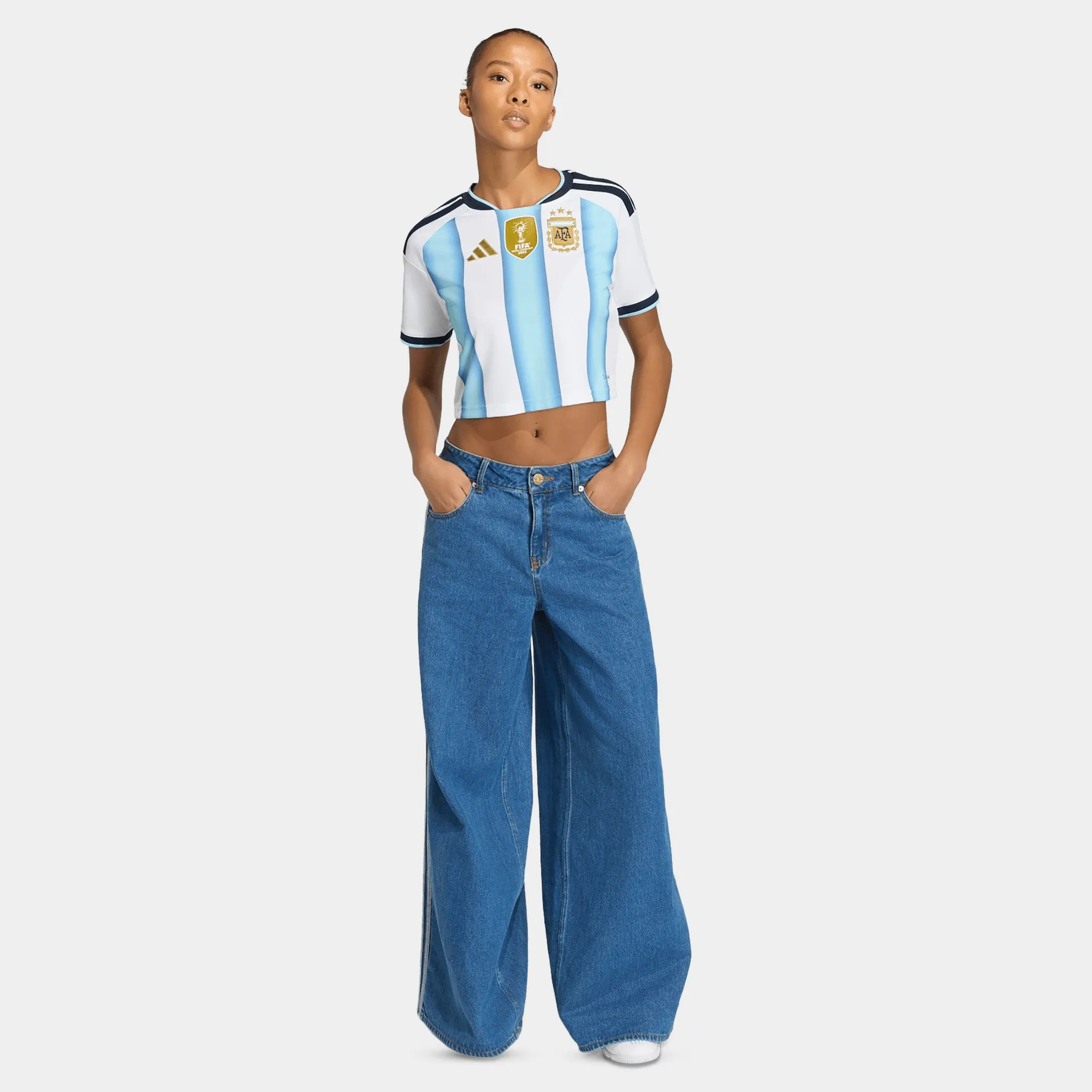 adidas Women's Argentina Jersey Cropped White / Blue sold by JD Sports product image thumbnail 5