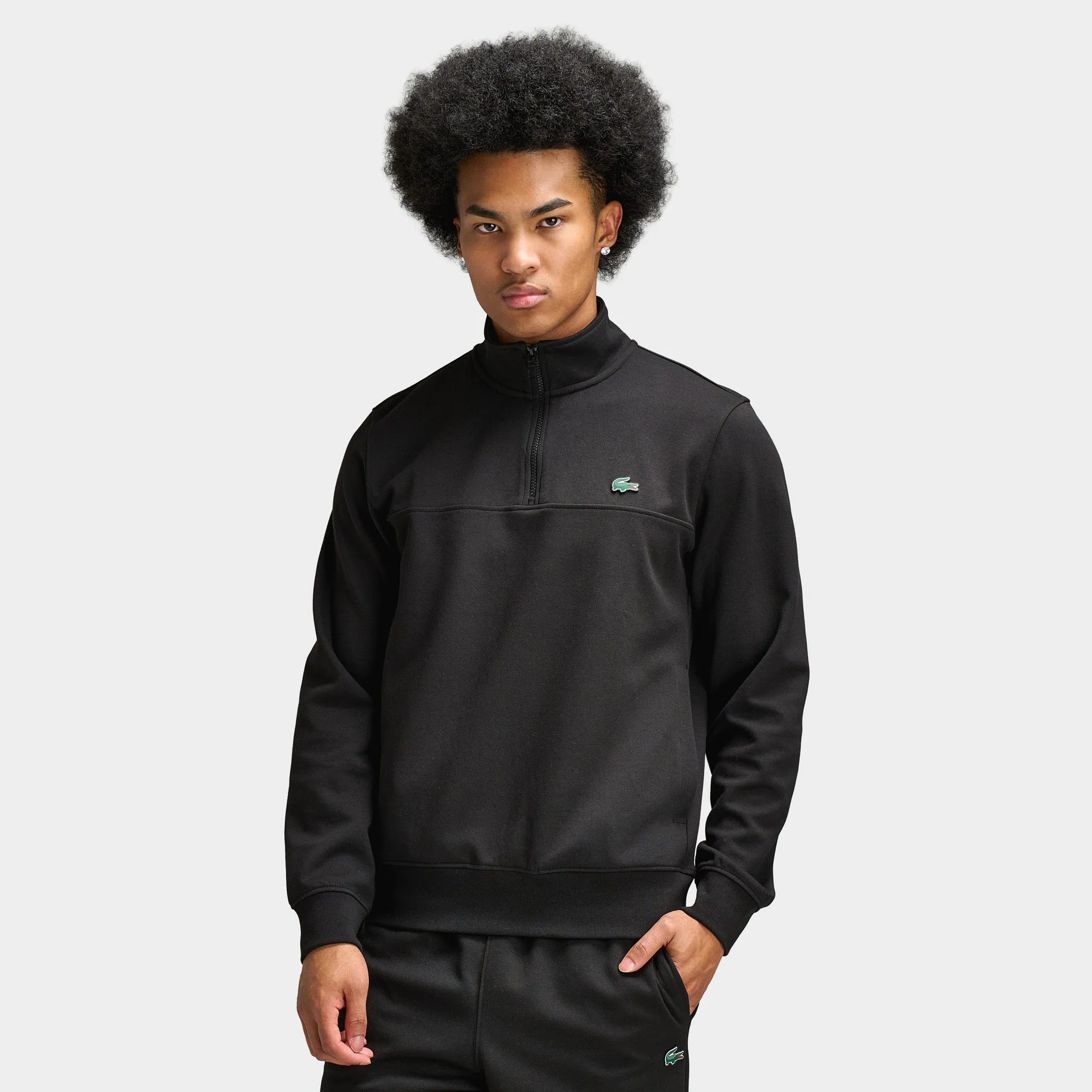 Lacoste Double Knit Half-Zip Sweater / Black sold by JD Sports
