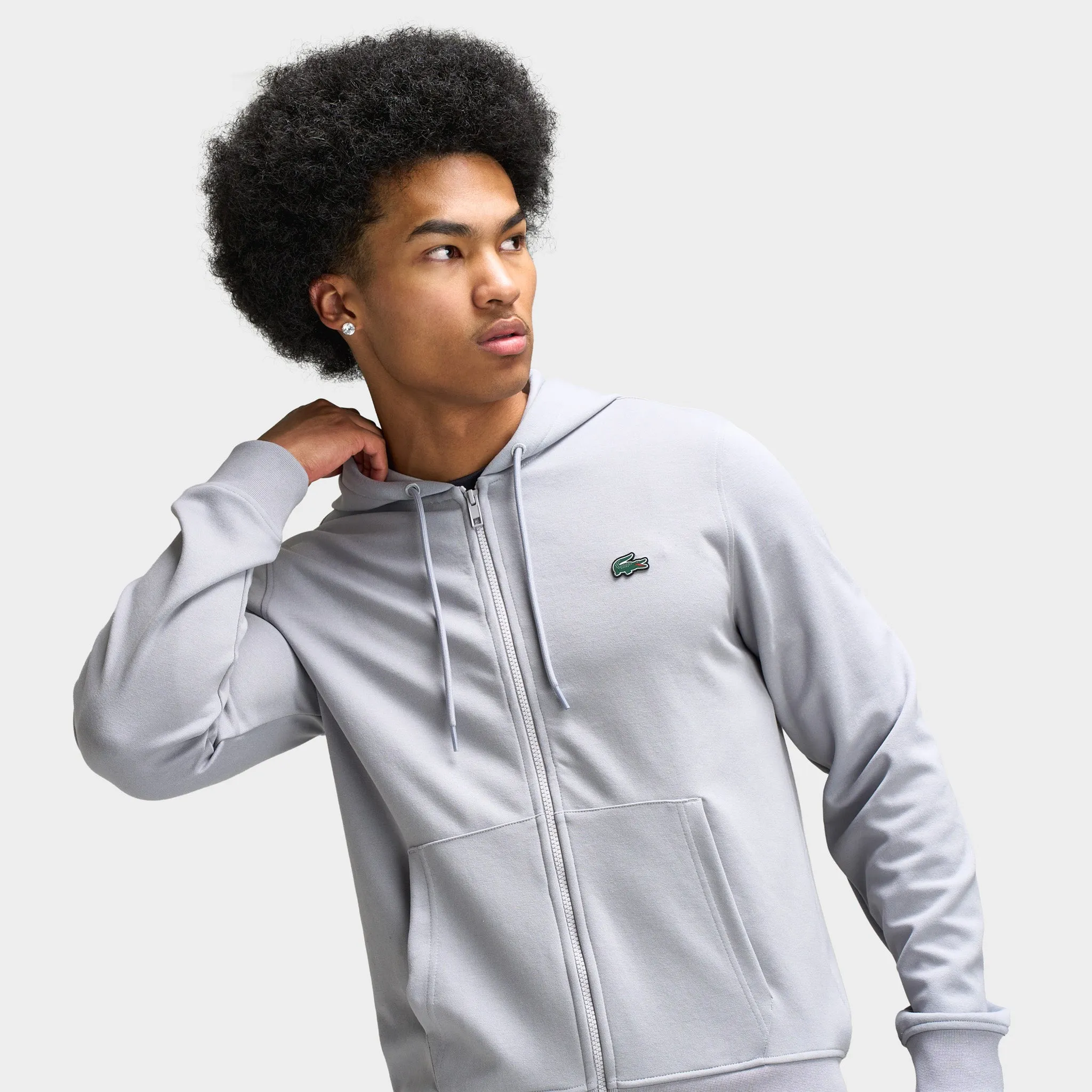 Lacoste Double Knit Full-Zip Sweater / Grey sold by JD Sports product image thumbnail 4
