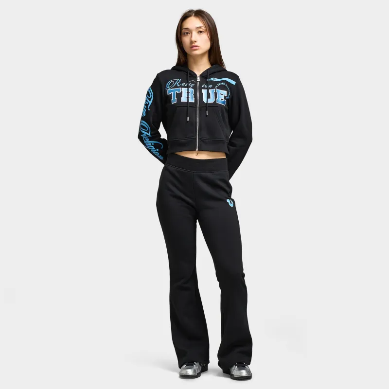 True Religion Women's Embroidered Shrunken Full Zip Hoddie / Black made by True Religion