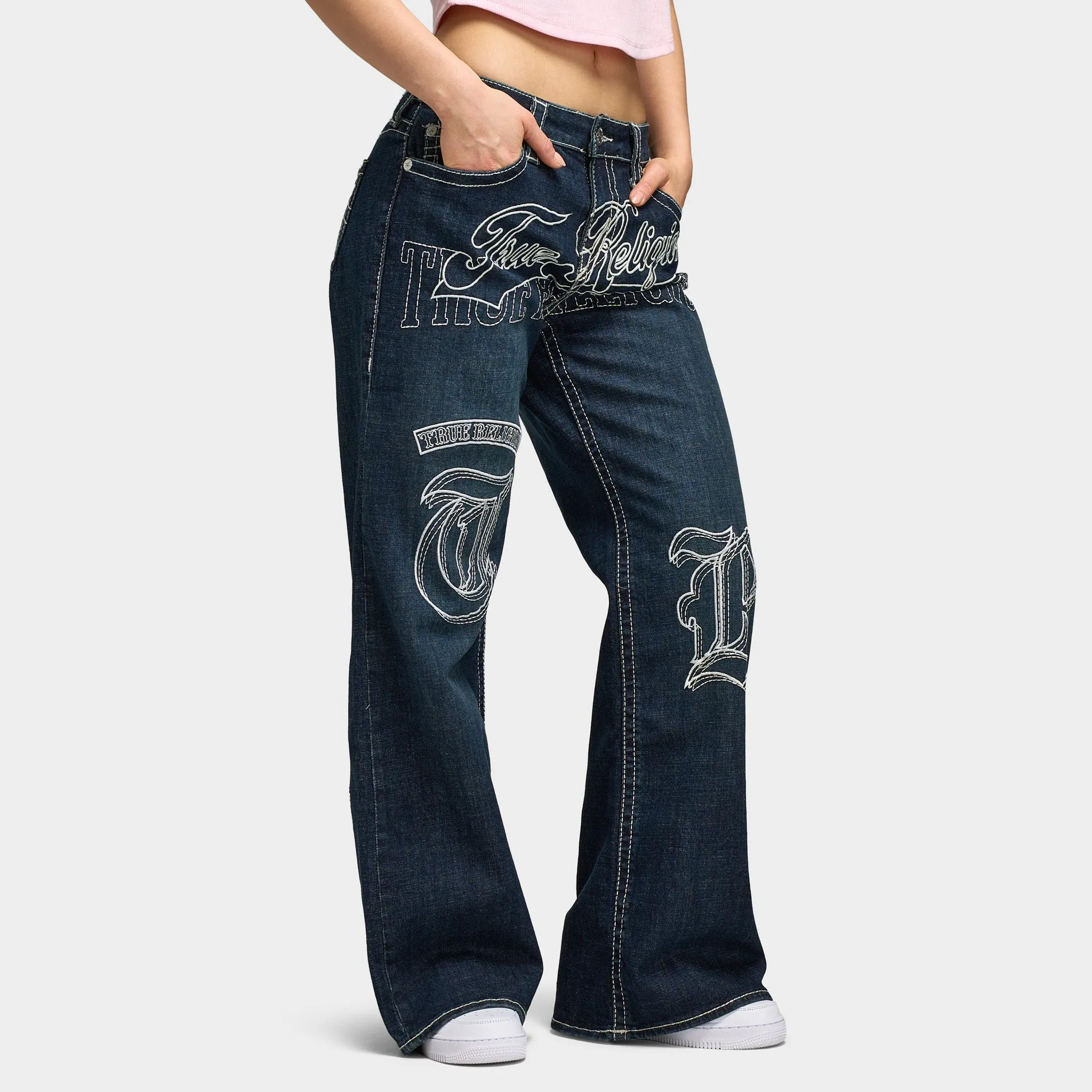 True Religion Women's Embroidery Bobbi Baggy Big T Jeans / Ice Meadow sold by JD Sports product image thumbnail 5