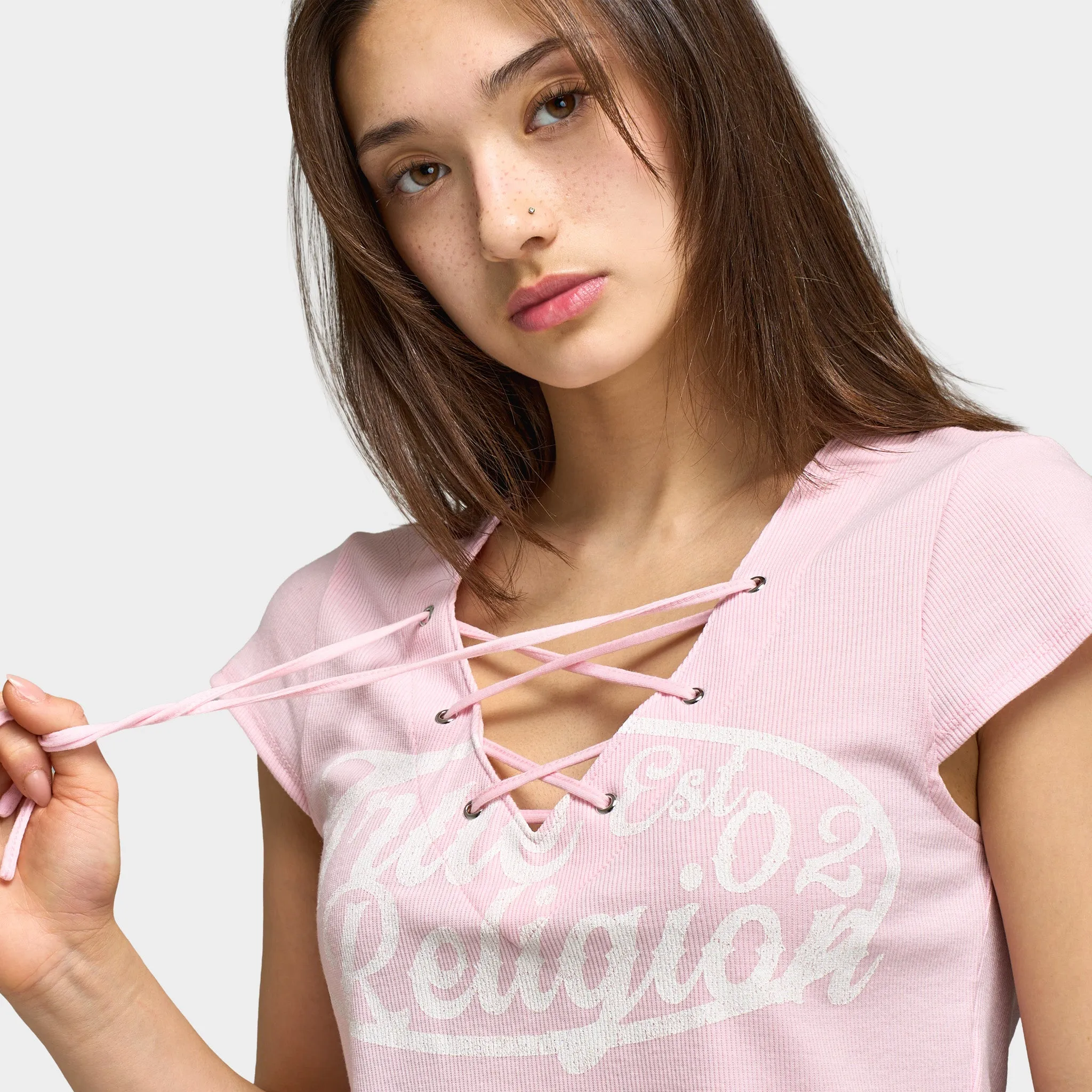 True Religion Women's Lace Up Cap Sleeve Rib Top / Fairy sold by JD Sports product image thumbnail 3