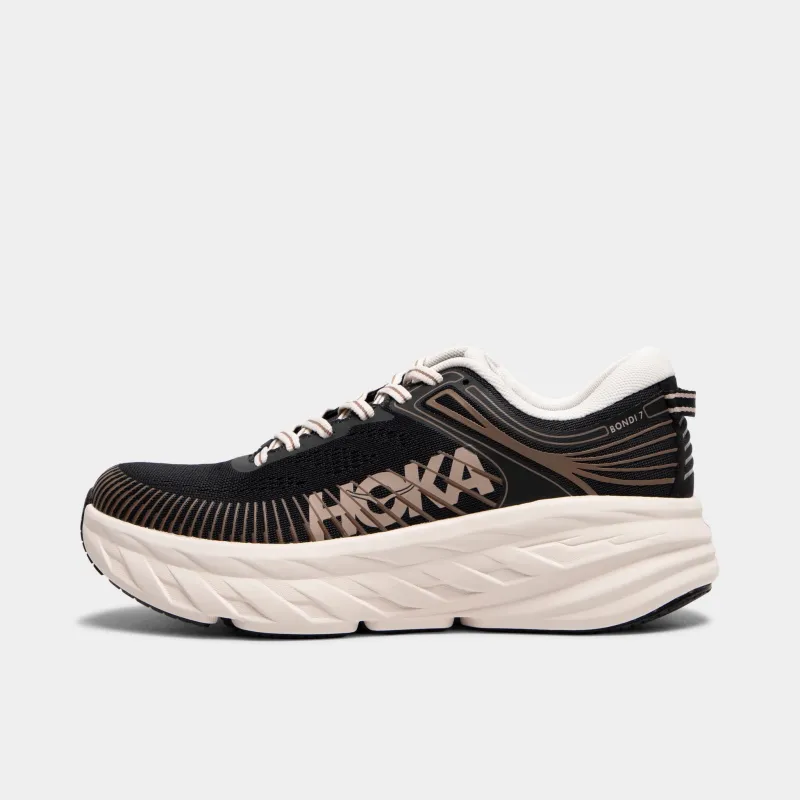 Hoka Women's Bondi 7 Black / Rose Cream sold by JD Sports