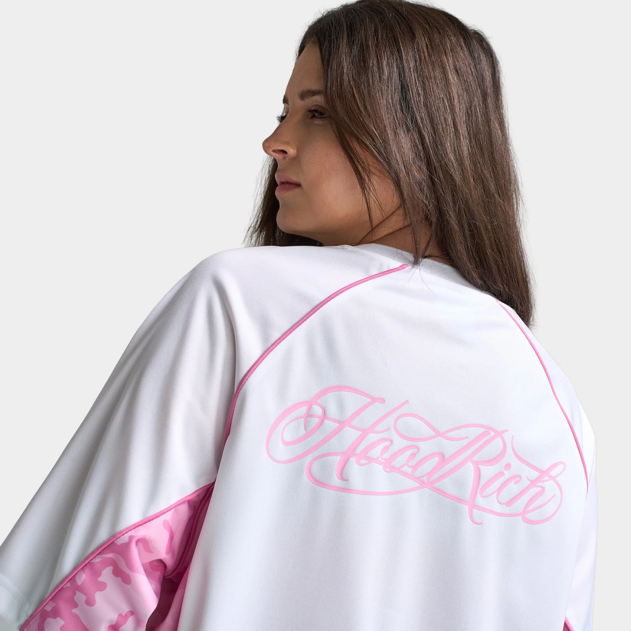 Hoodrich Oversized V Neck Raglan Jersey White / Lilac Sachet - Pink Cam sold by JD Sports product image thumbnail 4
