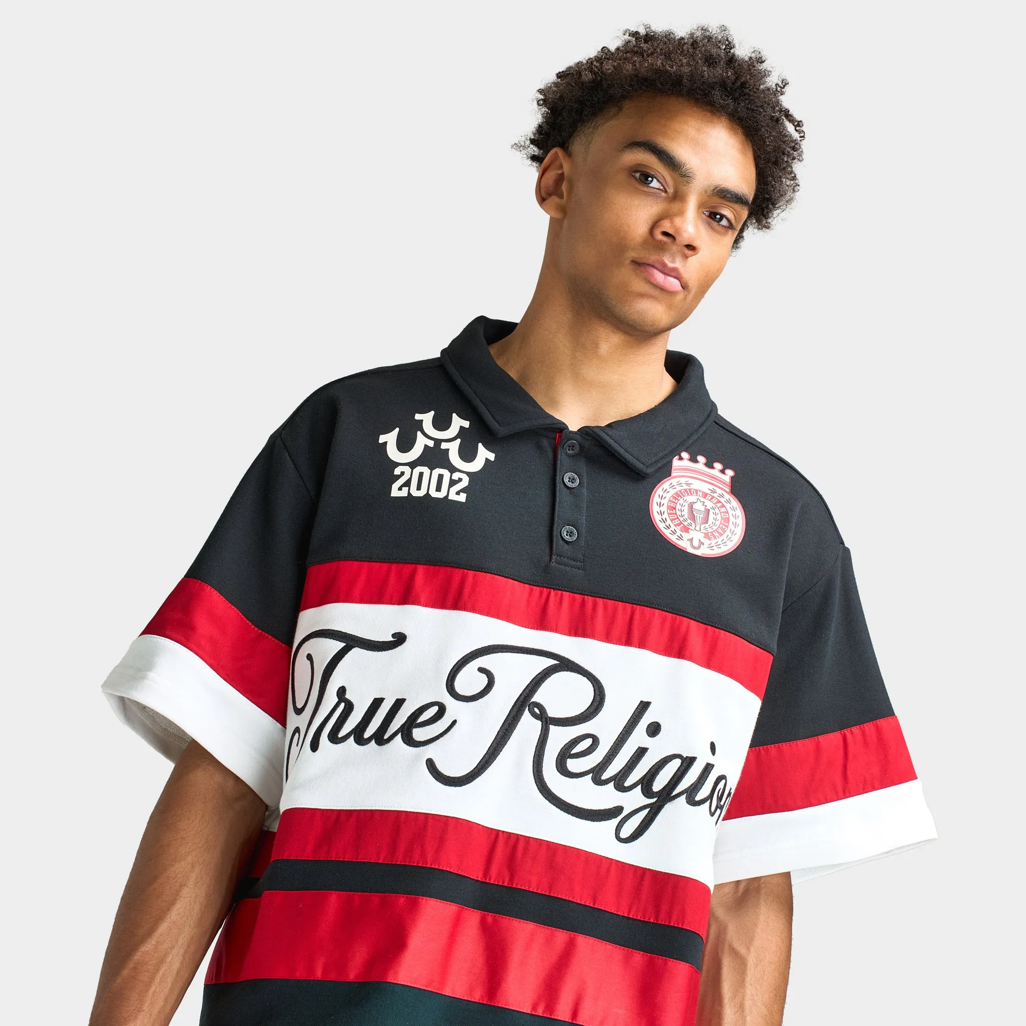 True Religion SS Relaxed Rugby Polo Red / White - Black sold by JD Sports product image thumbnail 4
