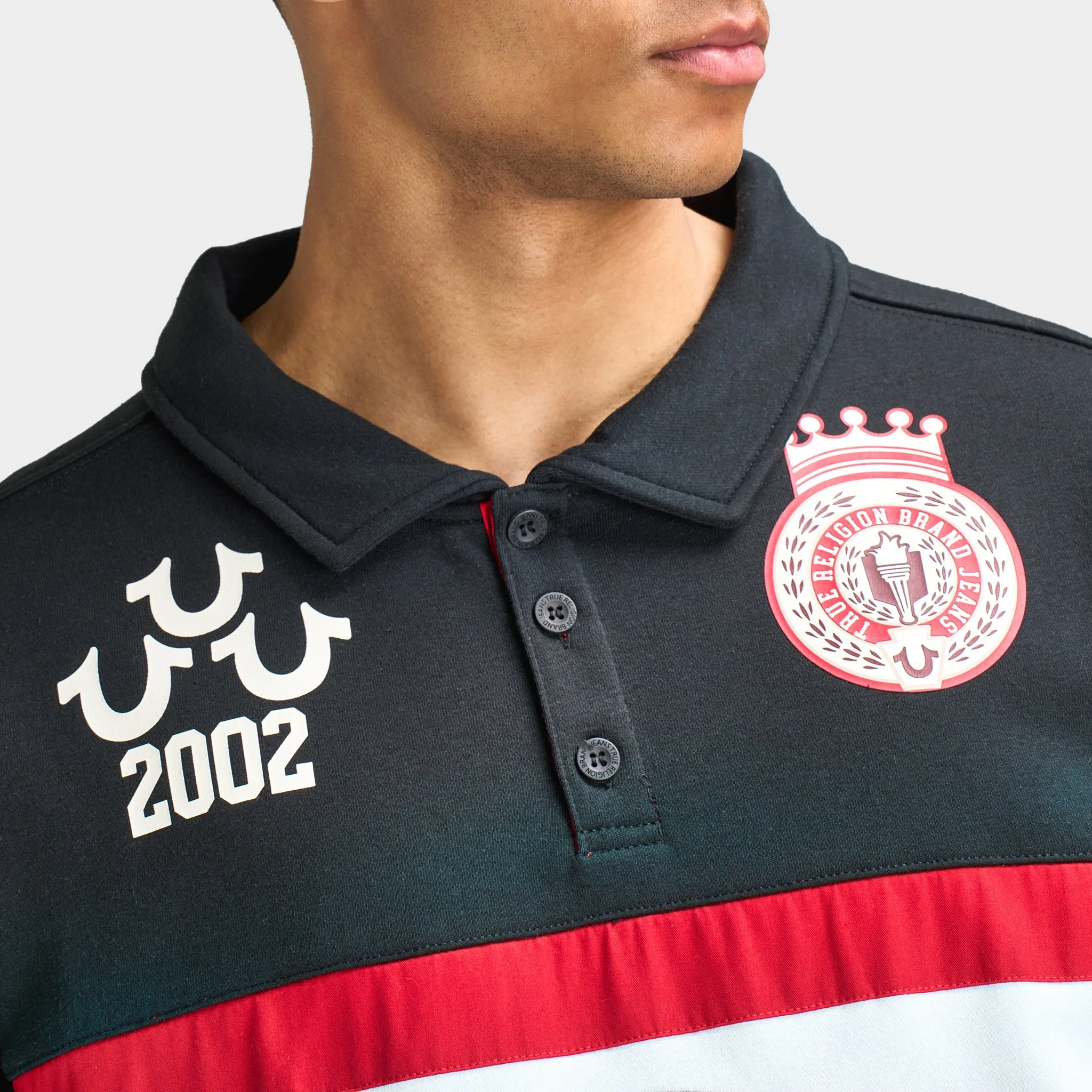 True Religion SS Relaxed Rugby Polo Red / White - Black sold by JD Sports product image thumbnail 3