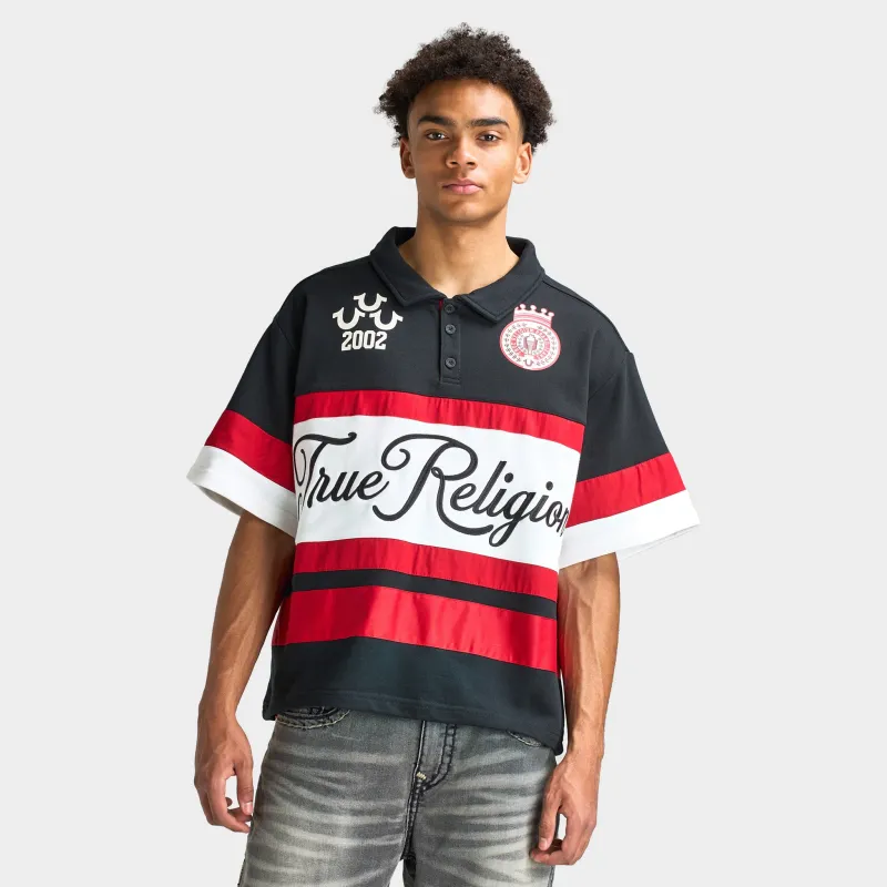 True Religion SS Relaxed Rugby Polo Red / White - Black made by JD Sports