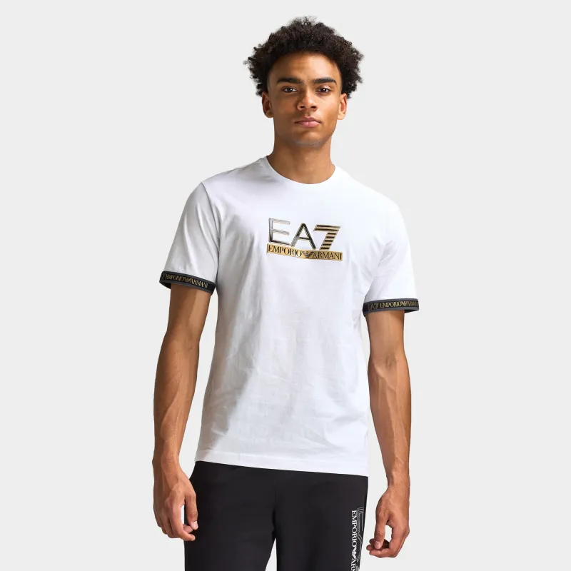 EA7 Gold Chest Logo Tee / White made by JD Sports