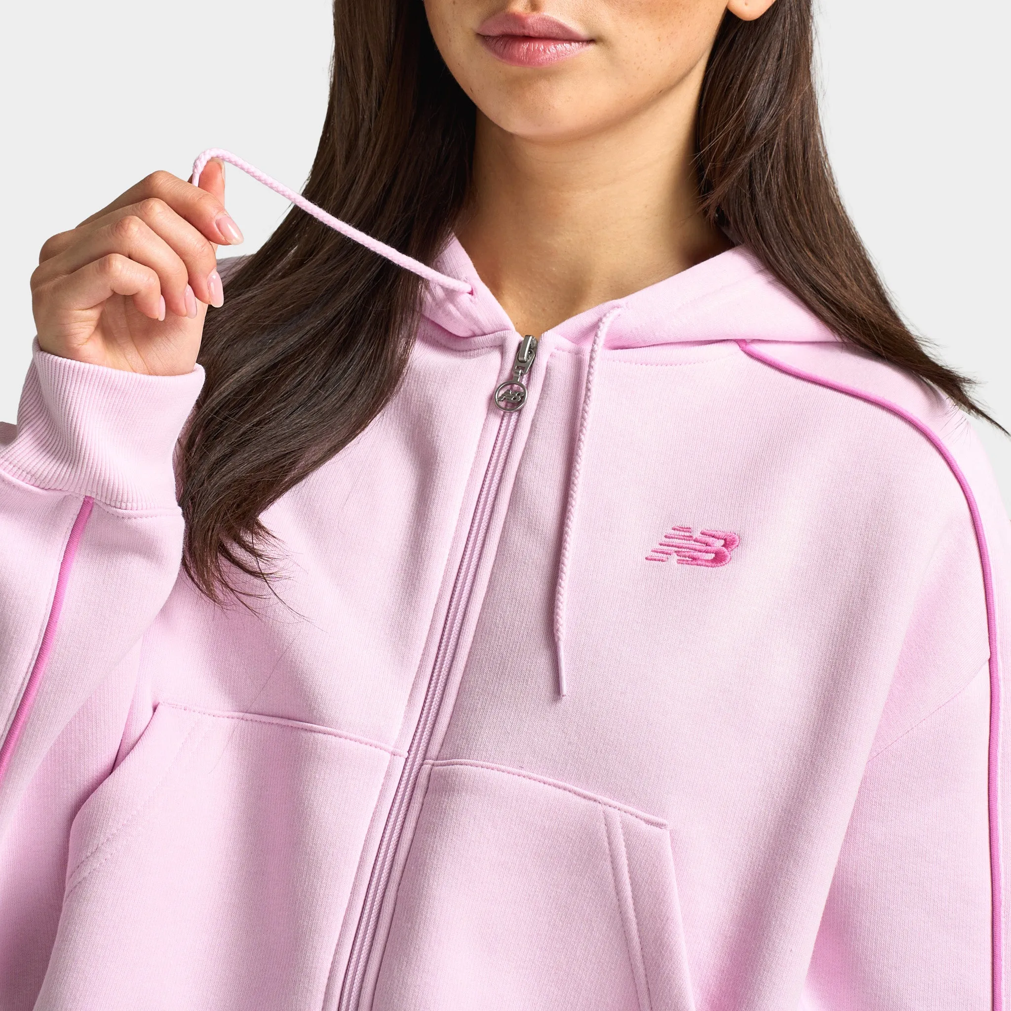 New Balance Women's Piping Full-Zip Hoodie / Light Raspberry sold by JD Sports product image thumbnail 3