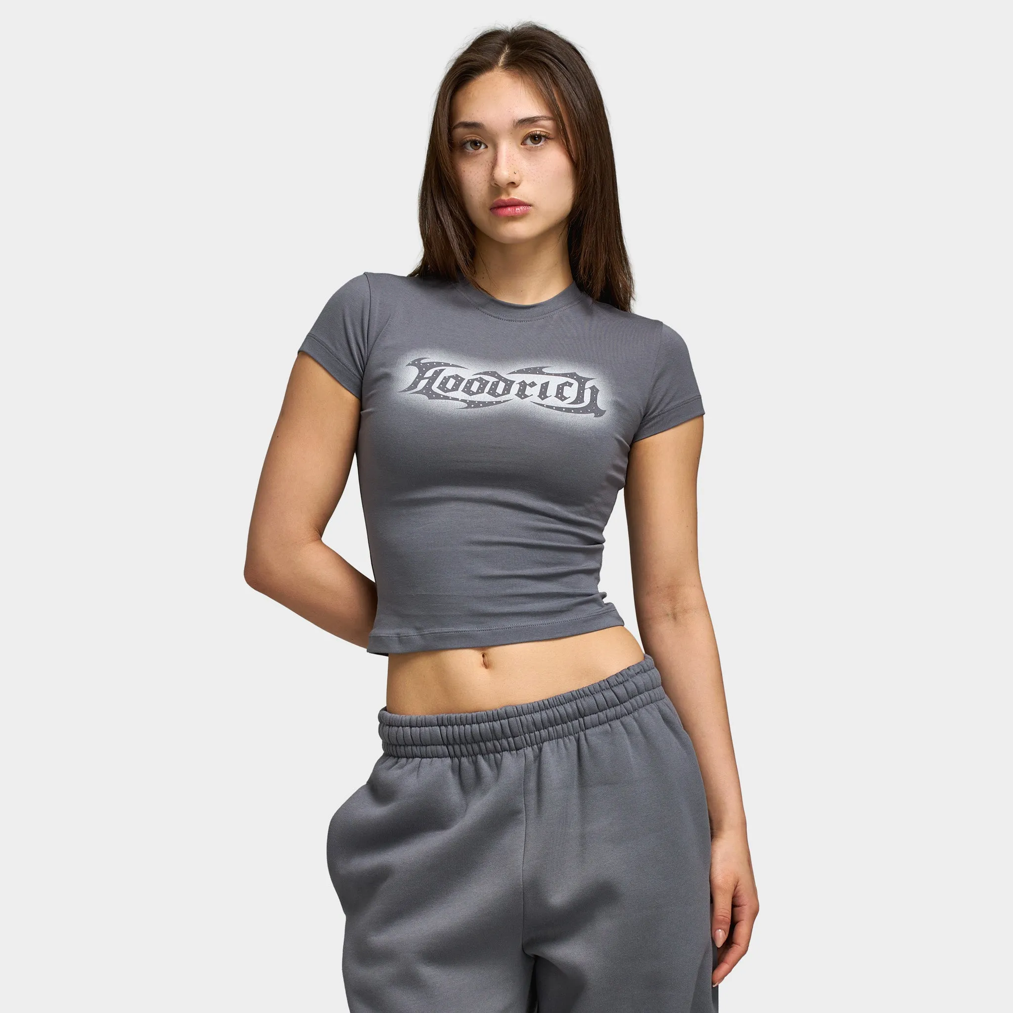 Hoodrich Luz Cropped Fitted T-Shirt / Grey sold by JD Sports