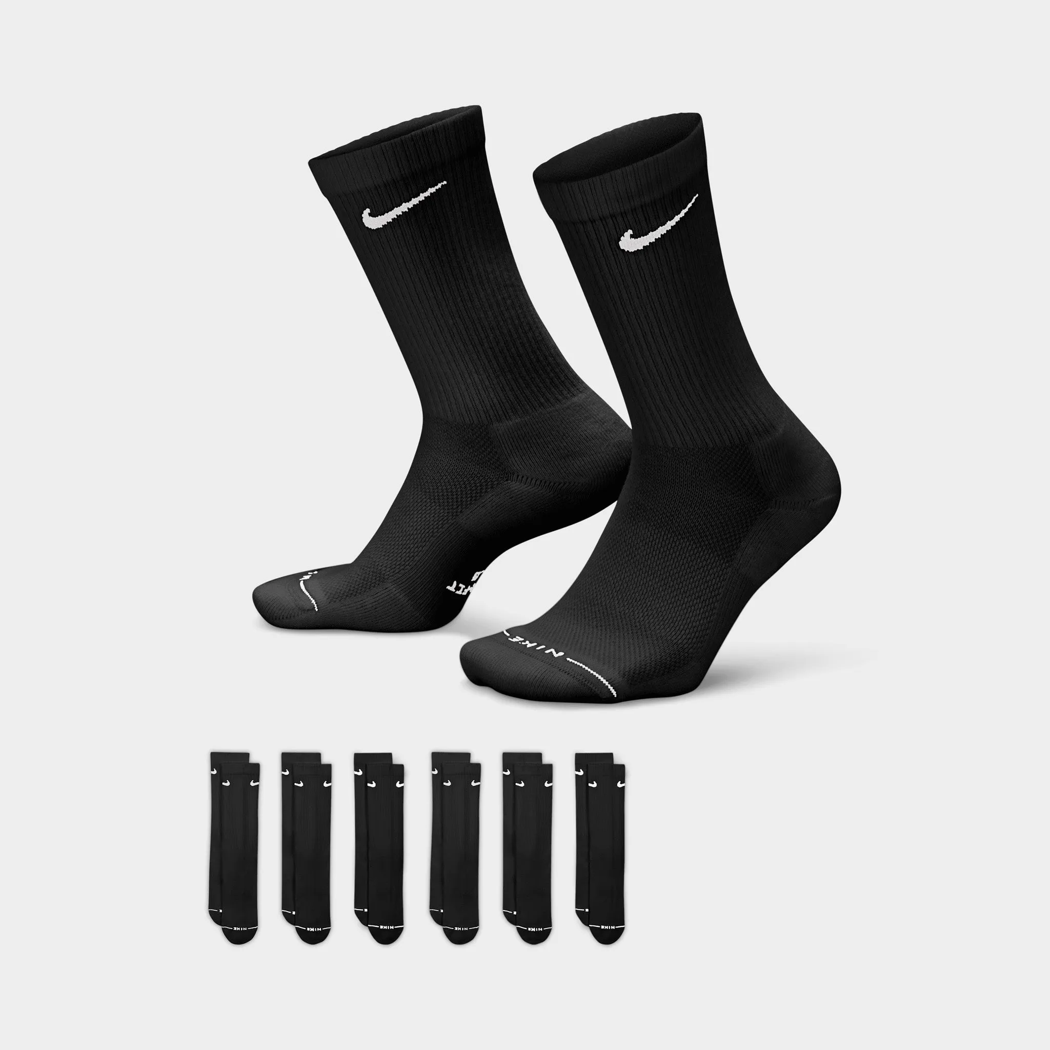 Nike Everyday Elevated Crew Socks (6-Pack) Black / White sold by JD Sports