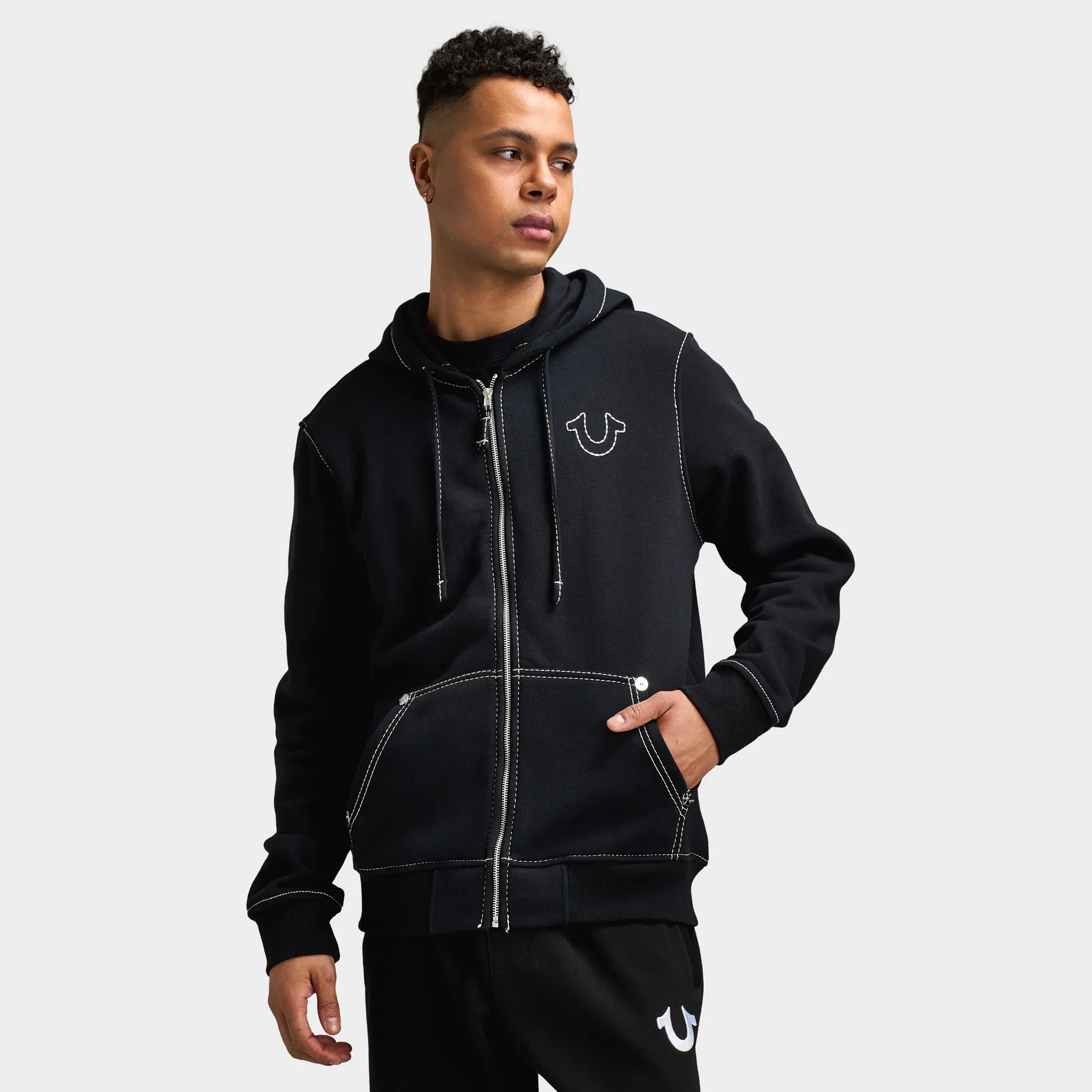True Religion Big T Full-Zip Hoodie / Jet Black sold by JD Sports