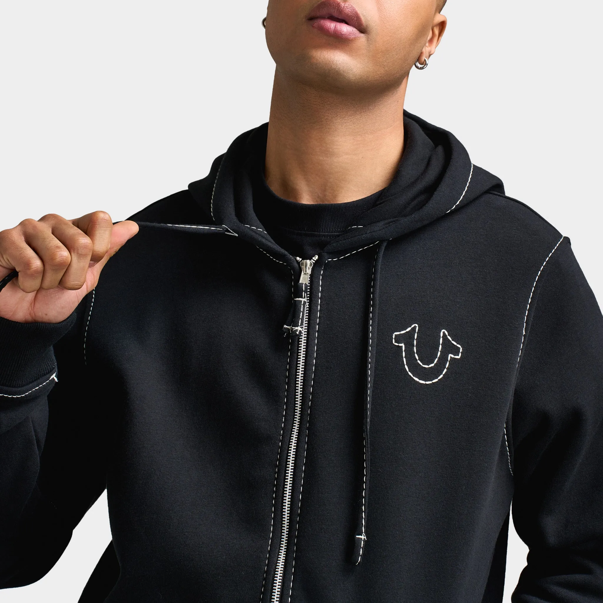 True Religion Big T Full-Zip Hoodie / Jet Black sold by JD Sports product image thumbnail 3