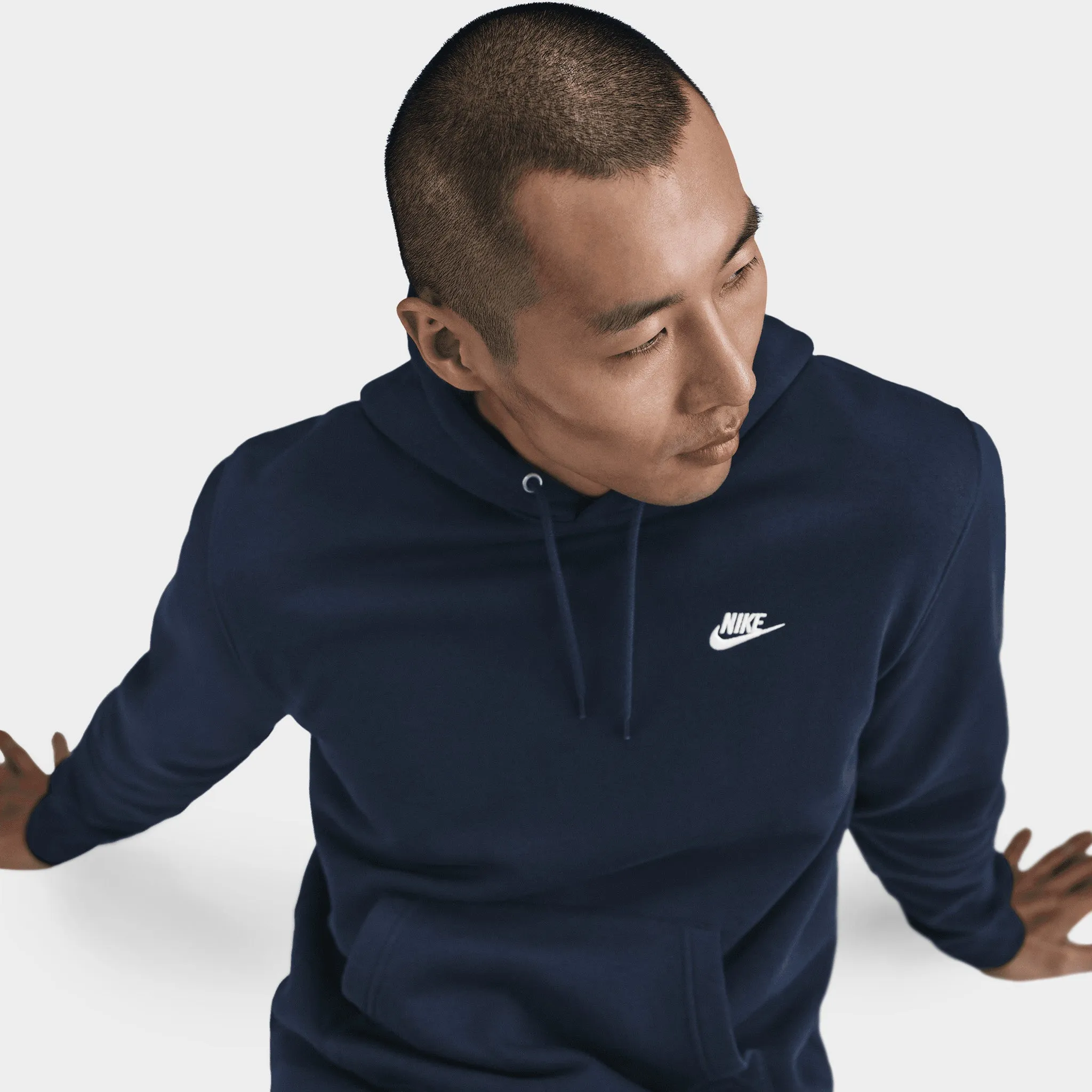 Nike Club Fleece Hoodie / Obsidian / White sold by JD Sports product image thumbnail 5