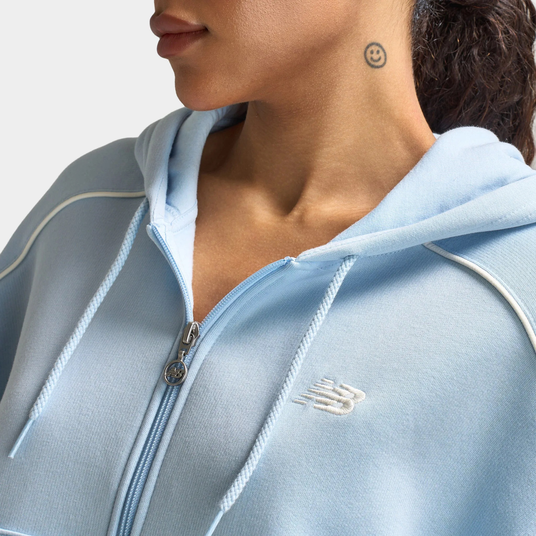 New Balance Piping Full Zip Hoodie Oxford Blue / Sea Salt sold by JD Sports product image thumbnail 3