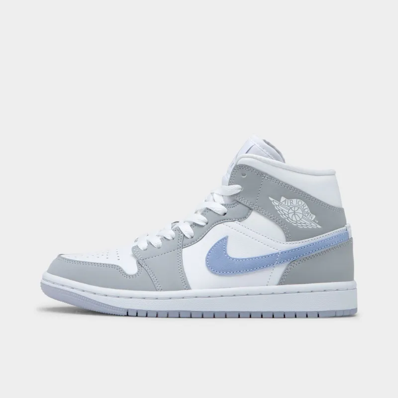 Jordan Women's 1 Mid White / Aluminum - Wolf Grey made by Jordan