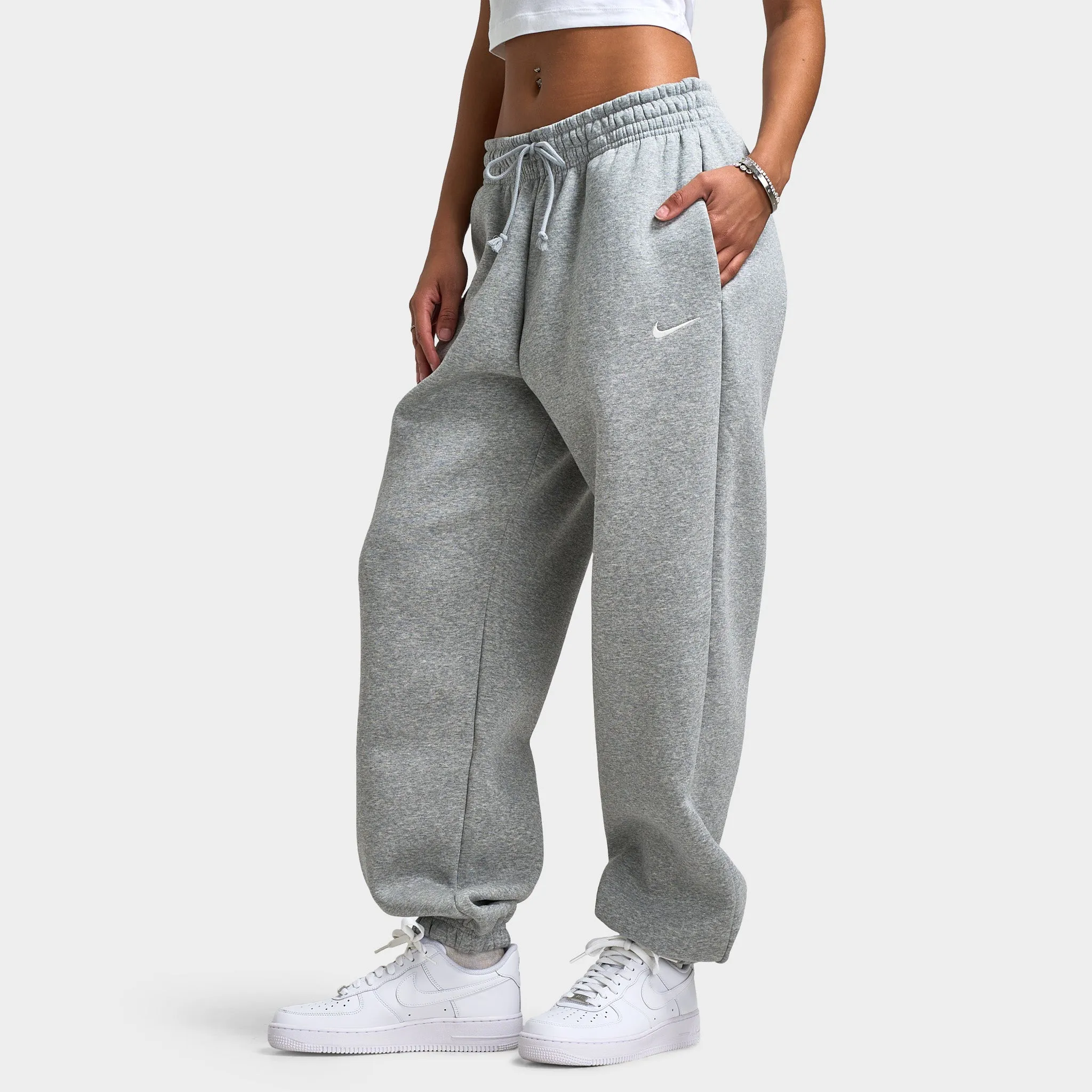 Nike Sportswear Women's Phoenix High-Waisted Oversized Sweatpants Dark Grey Heather / Sail sold by JD Sports product image thumbnail 3