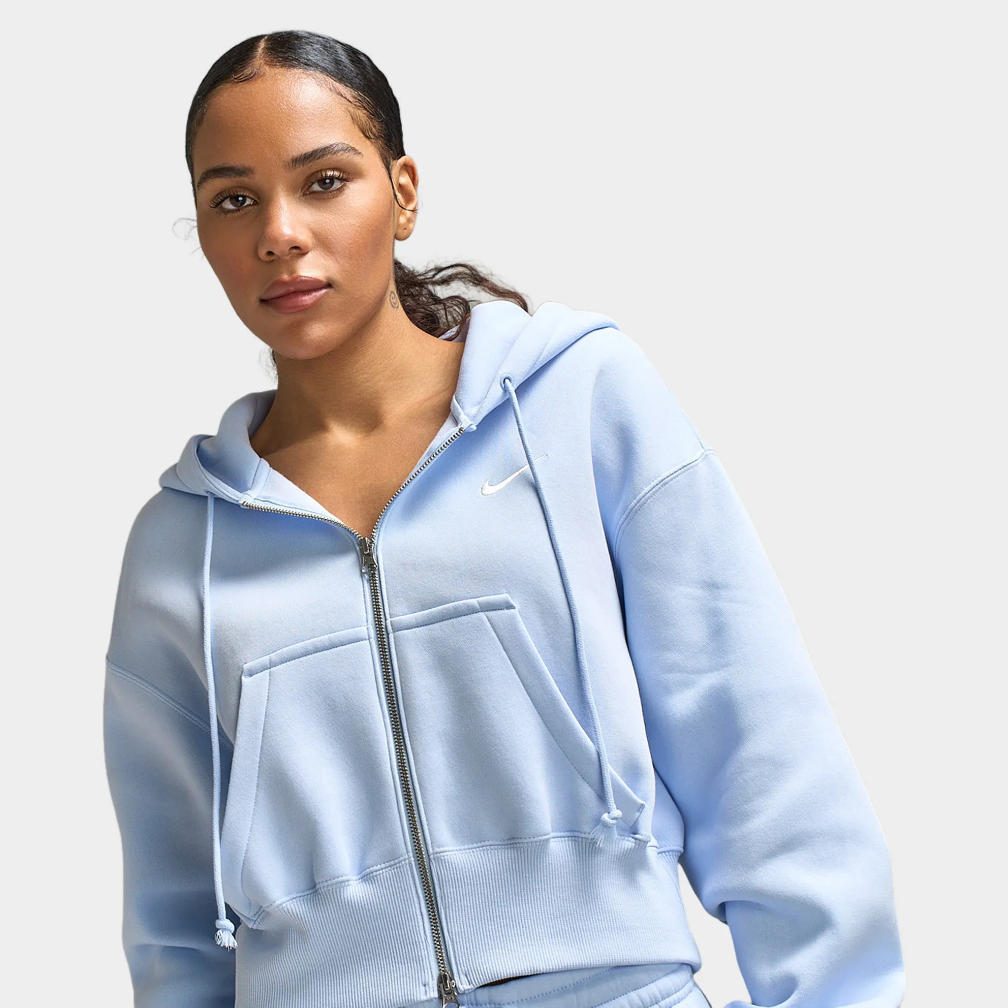 Nike Sportswear Women's Phoenix Fleece Crop Full-Zip Hoodie / Hydrogen Blue / Sail sold by JD Sports product image thumbnail 4