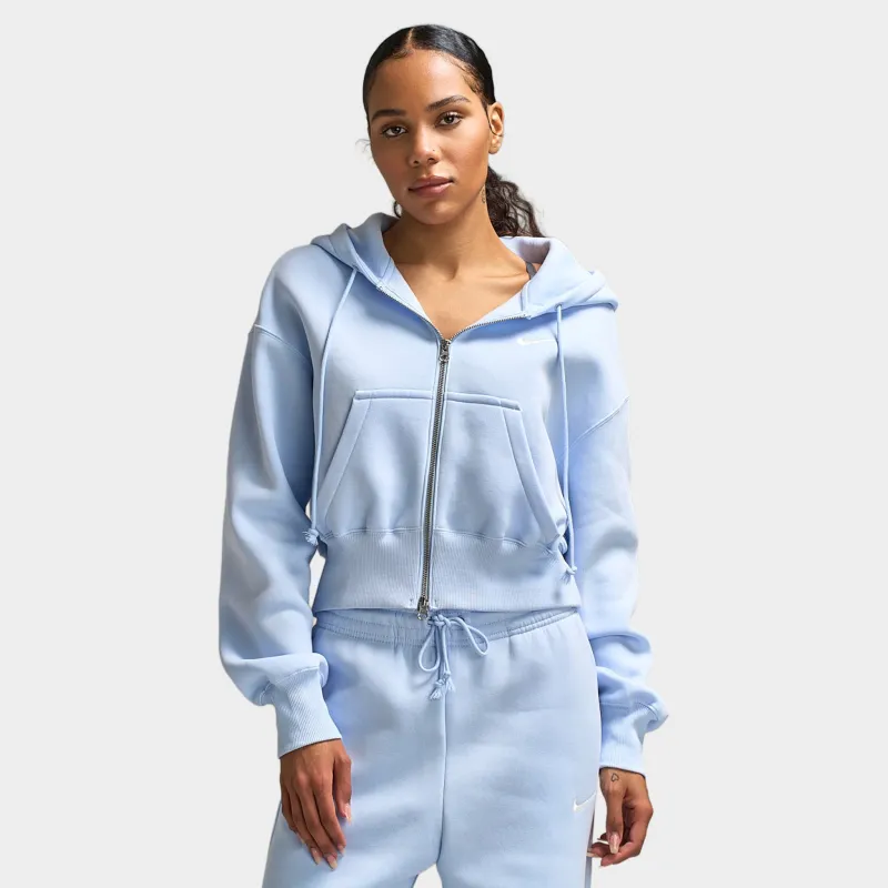 Nike Sportswear Women's Phoenix Fleece Crop Full-Zip Hoodie / Hydrogen Blue / Sail made by Nike