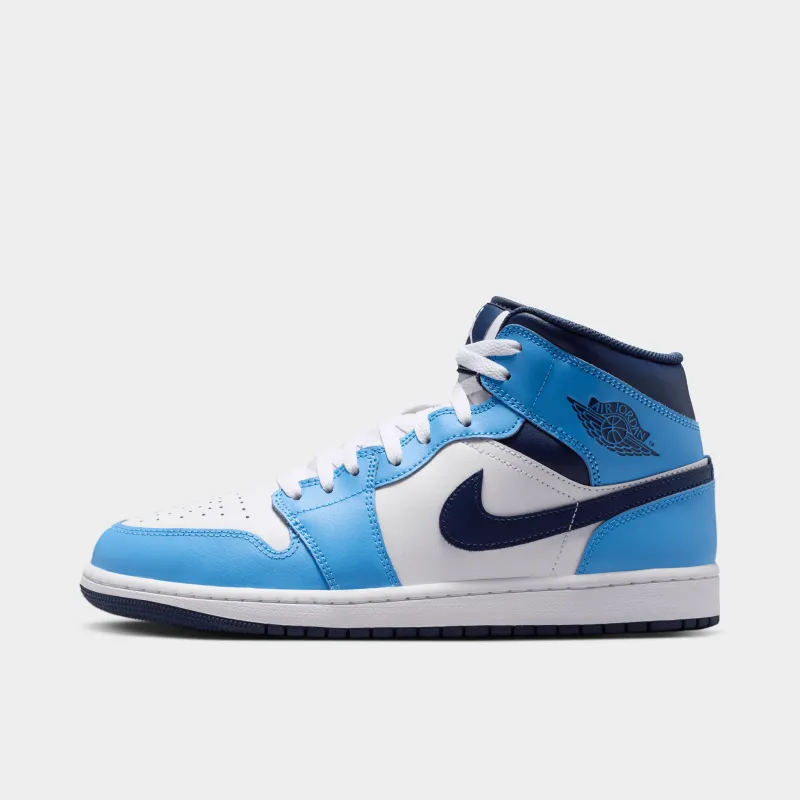 Jordan 1 Mid University Blue / Midnight Navy - White made by Jordan