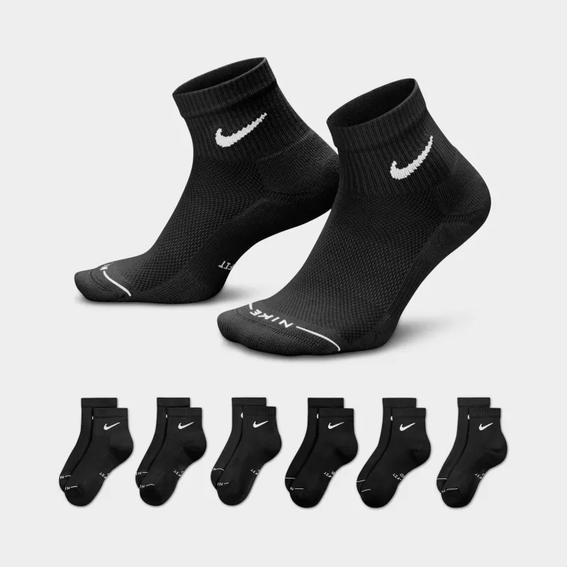 Nike Everyday Elevated Ankle Socks (6 Pack) Black / White made by Nike