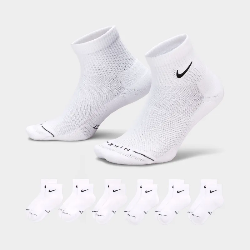 Nike Everyday Elevated Ankle Socks (6-Pack) White / Black made by Nike