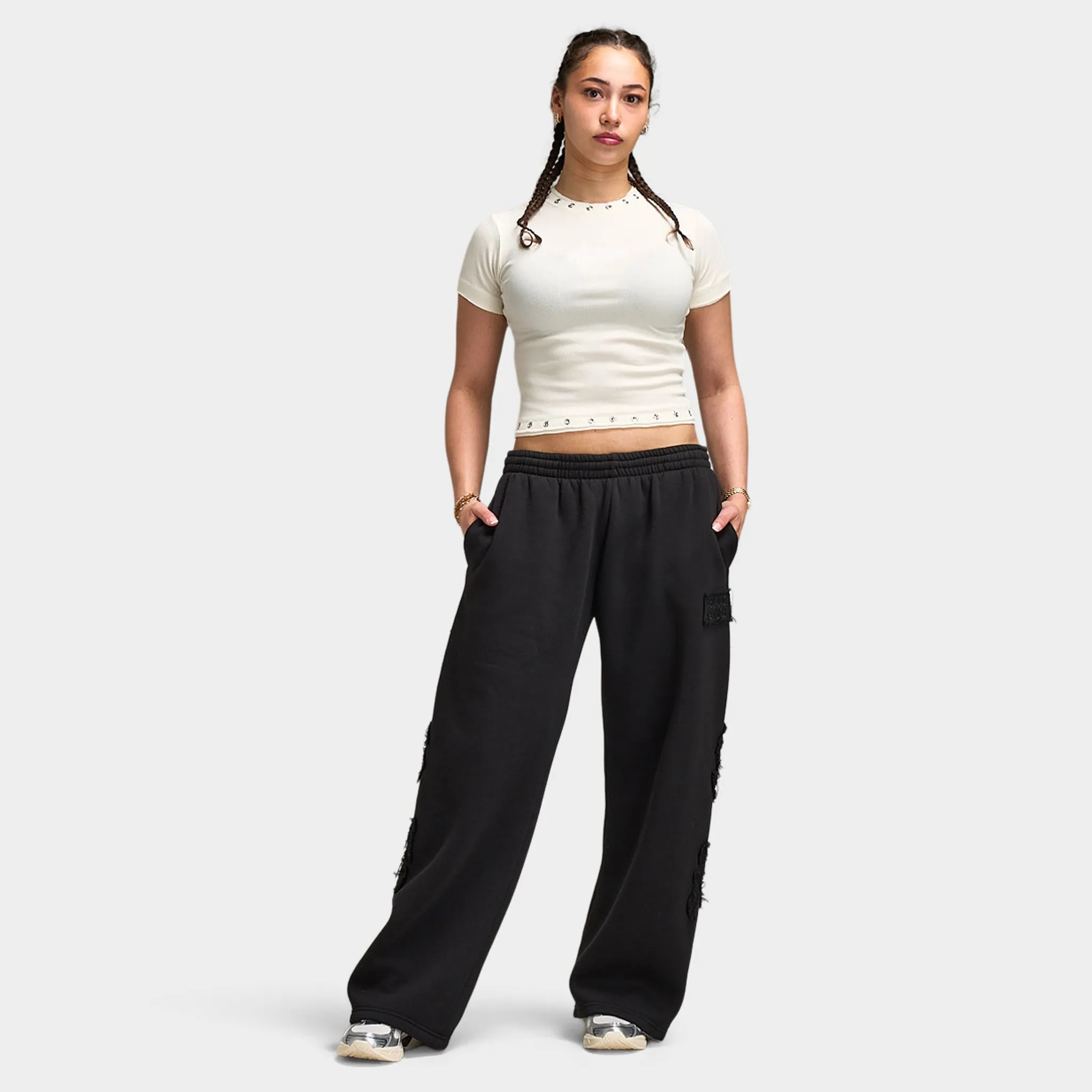 Hoodrich Baya Raw Hem Eyelet Fitted T-Shirt / White Alyssum sold by JD Sports product image thumbnail 5