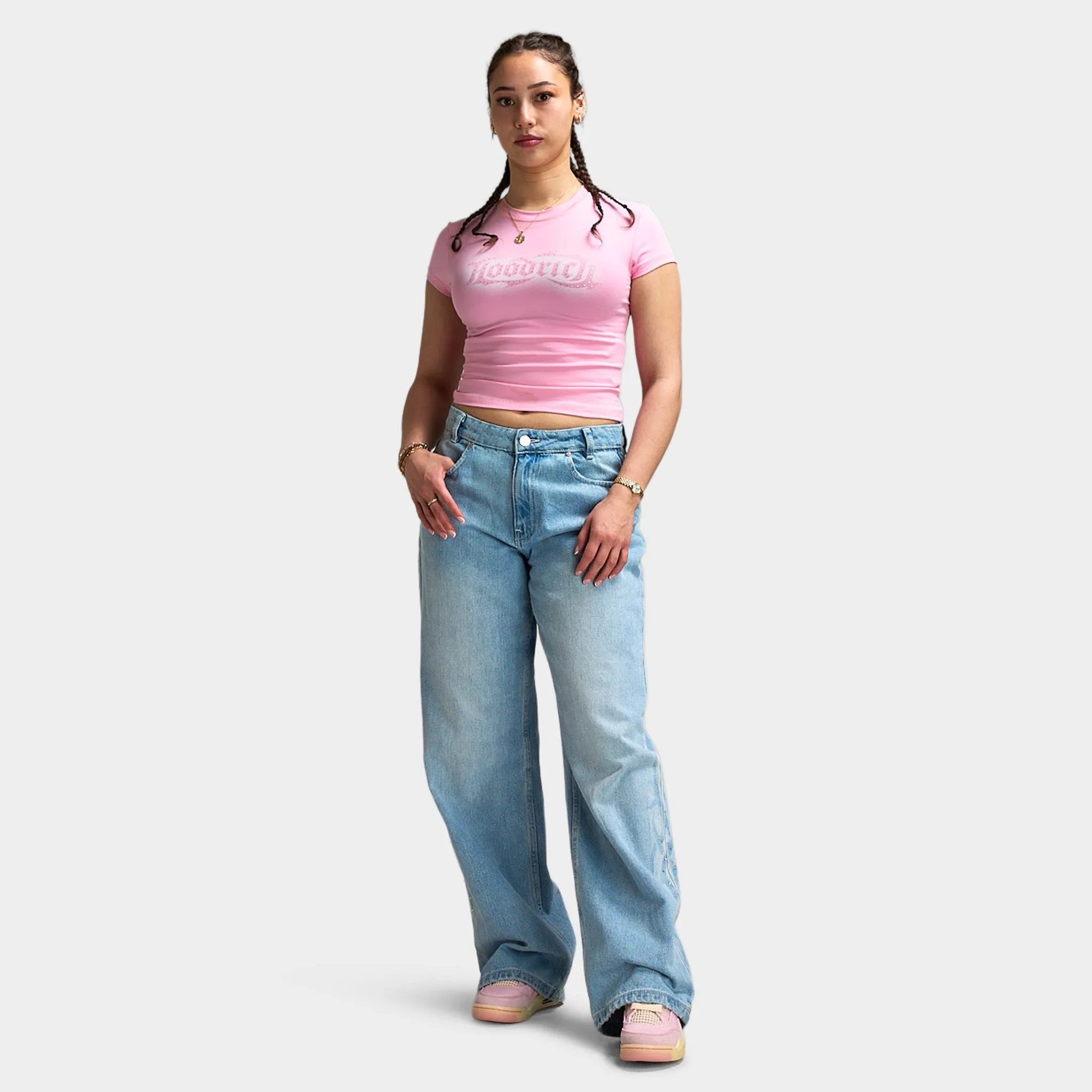 Hoodrich Luz Capped Fitted T-Shirt Bergonia Pink / Silver Rhinestone sold by JD Sports product image thumbnail 5