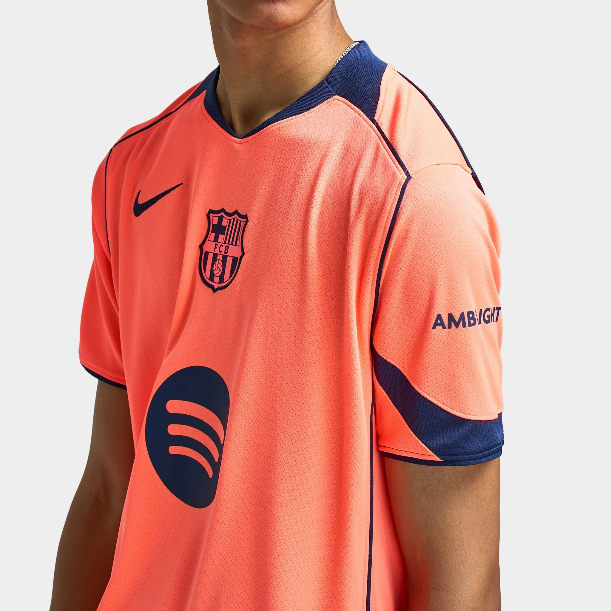 Nike FC Barcelona Dri-FIT 3R Jersey Bright Mango / Midnight Navy sold by JD Sports product image thumbnail 3