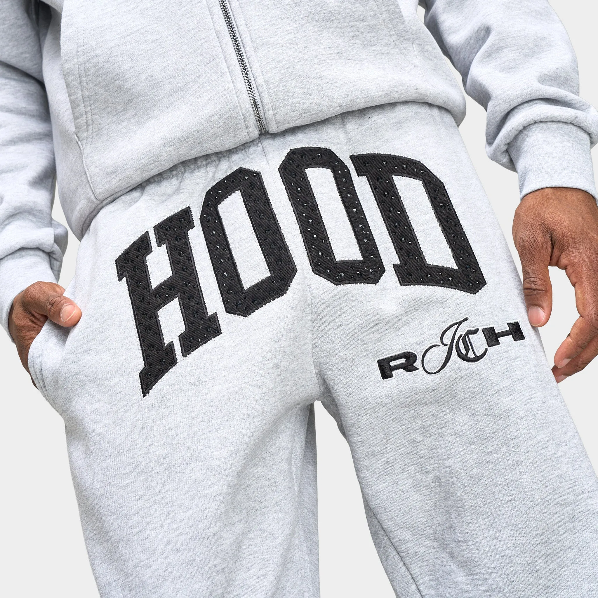 Hoodrich Captain Oversized Wide Leg Joggers / Heather Grey sold by JD Sports product image thumbnail 5